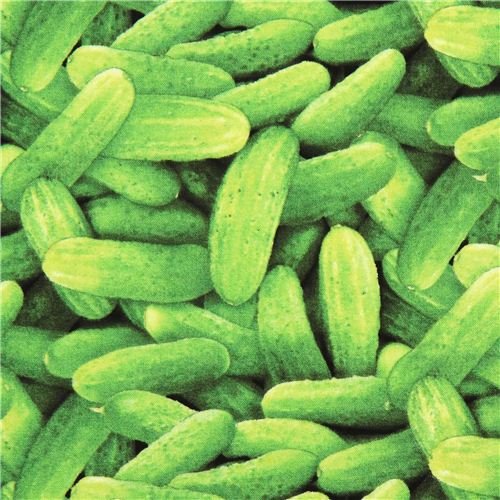 Fresh Green Cucumber Print Fabric - 100% Cotton, 0.5 Yard Multiples - Perfect for Kitchen Decor, Aprons & Food-Themed Crafts | Elizabeth's Studio