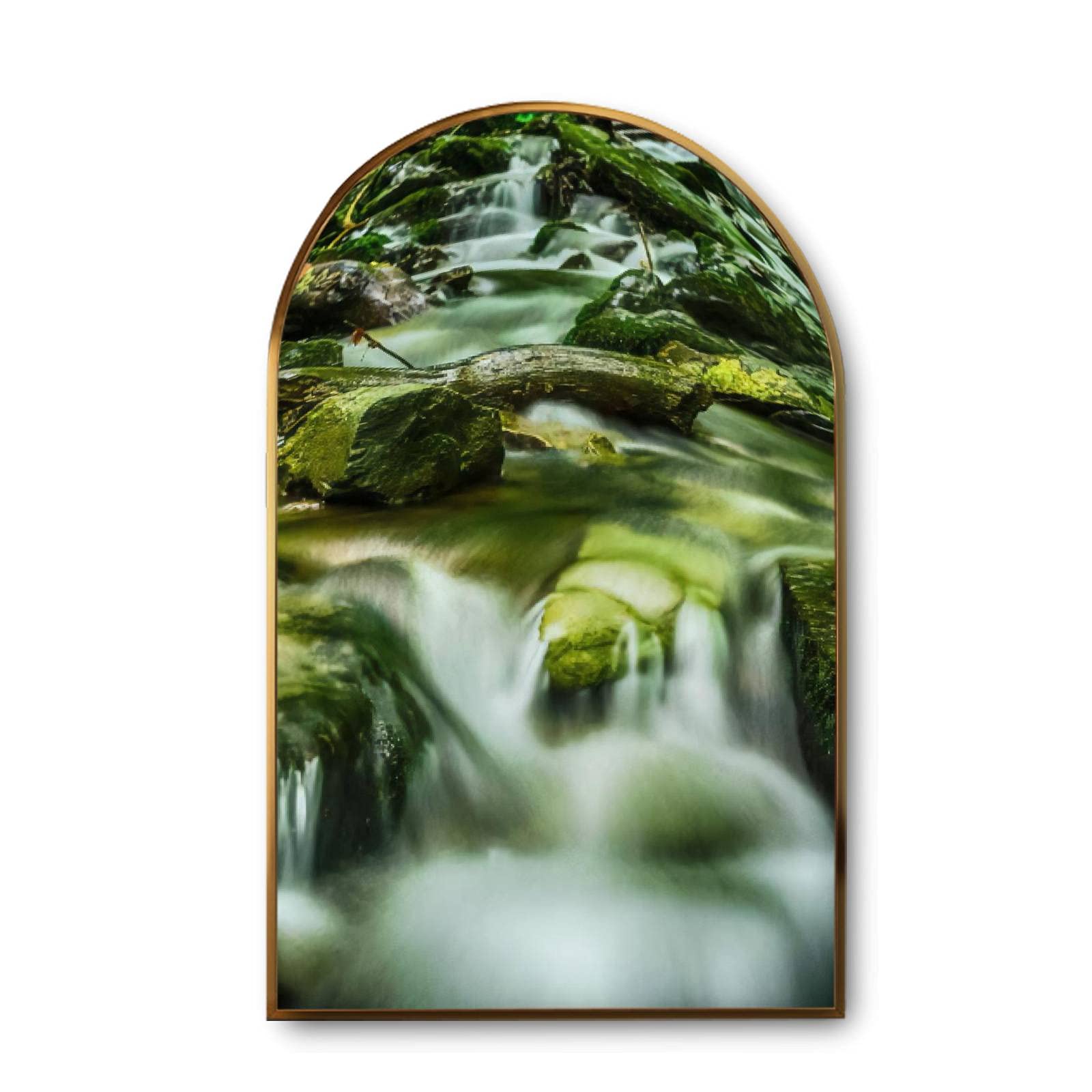 Golden Framed Waterfall Shypit Ukrainian Carpathians Canvas Wall Art - Modern Giclee Print Painting for Home Decor, Ready to Hang | Perfect for Living Room, Bedroom & Office Wall Decor