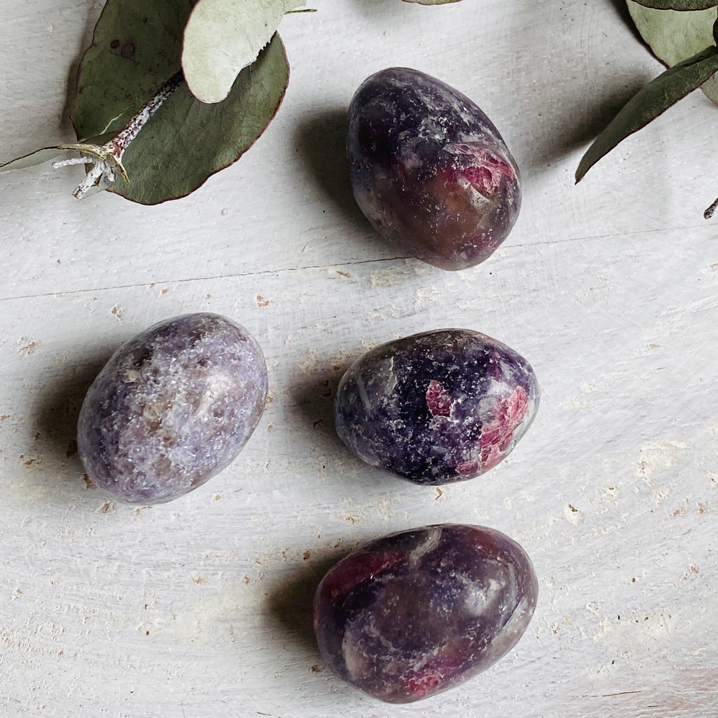 Pegmatite Unicorn Tumbled Stone - Pink Tourmaline, Lepidolite & Smoky Quartz Crystal Healing Stones for Meditation, Reiki & Home Decor