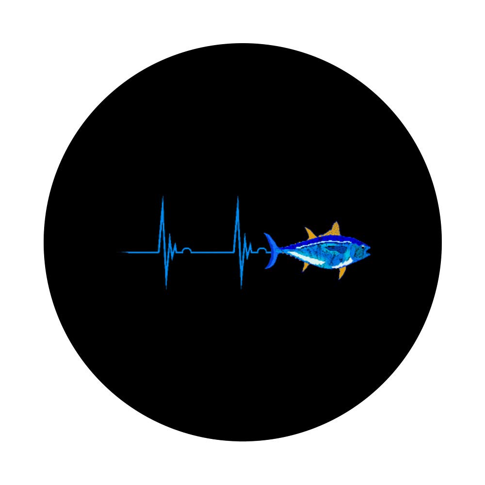Premium Bluefin Tuna Heartbeat EKG Pulseline Fishing PopSockets - Swappable PopGrip for Phones & Tablets - Perfect Gift for Deep Sea Fishing Enthusiasts & Marine Life Lovers