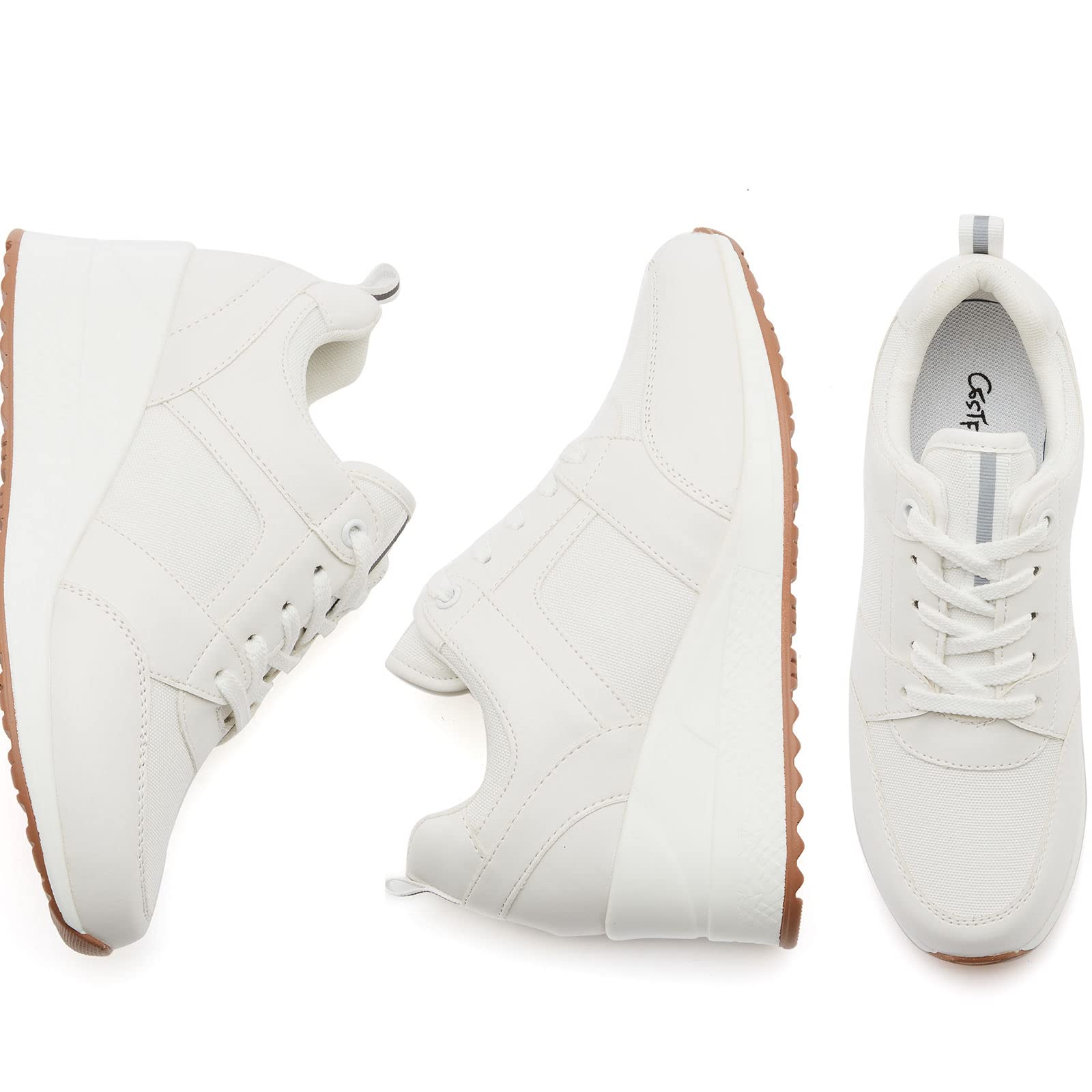 Cestfini Women's Fashion Wedge Sneakers - Stylish High Heel Platform Tennis Shoes with Hidden Wedge for Casual & Dressy Outfits | Perfect for Work, Parties & Everyday Wear