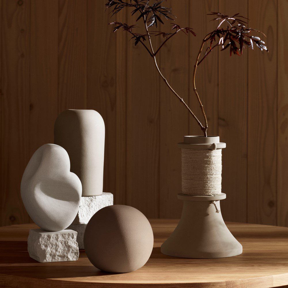 KRISTINA DAM STUDIO Rope Vase - 12.8 Inch Tall Modern Ceramic Home Decor for Living Room, Bedroom & Office | Perfect for Flower Arrangements and Minimalist Interior Design