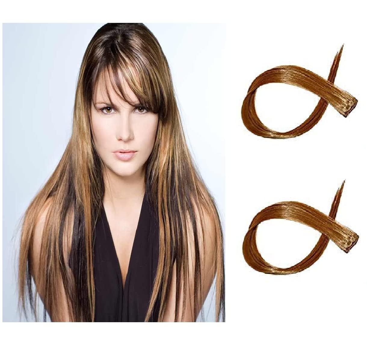 Vibrant Hair Streaks & Color Highlights Extensions for Women & Girls - Set of 2 | Clip-in Hair Accessories for Parties, Cosplay & Everyday Style