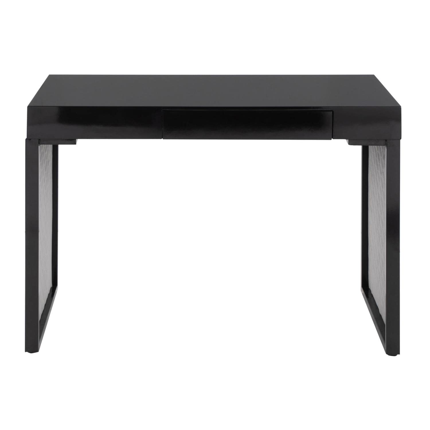 LumiSource Drift Upholstered Desk - Modern Home Office & Gaming Desk with Drawers, Small Black Computer Desk for Bedroom - Perfect for Remote Work & Small Spaces