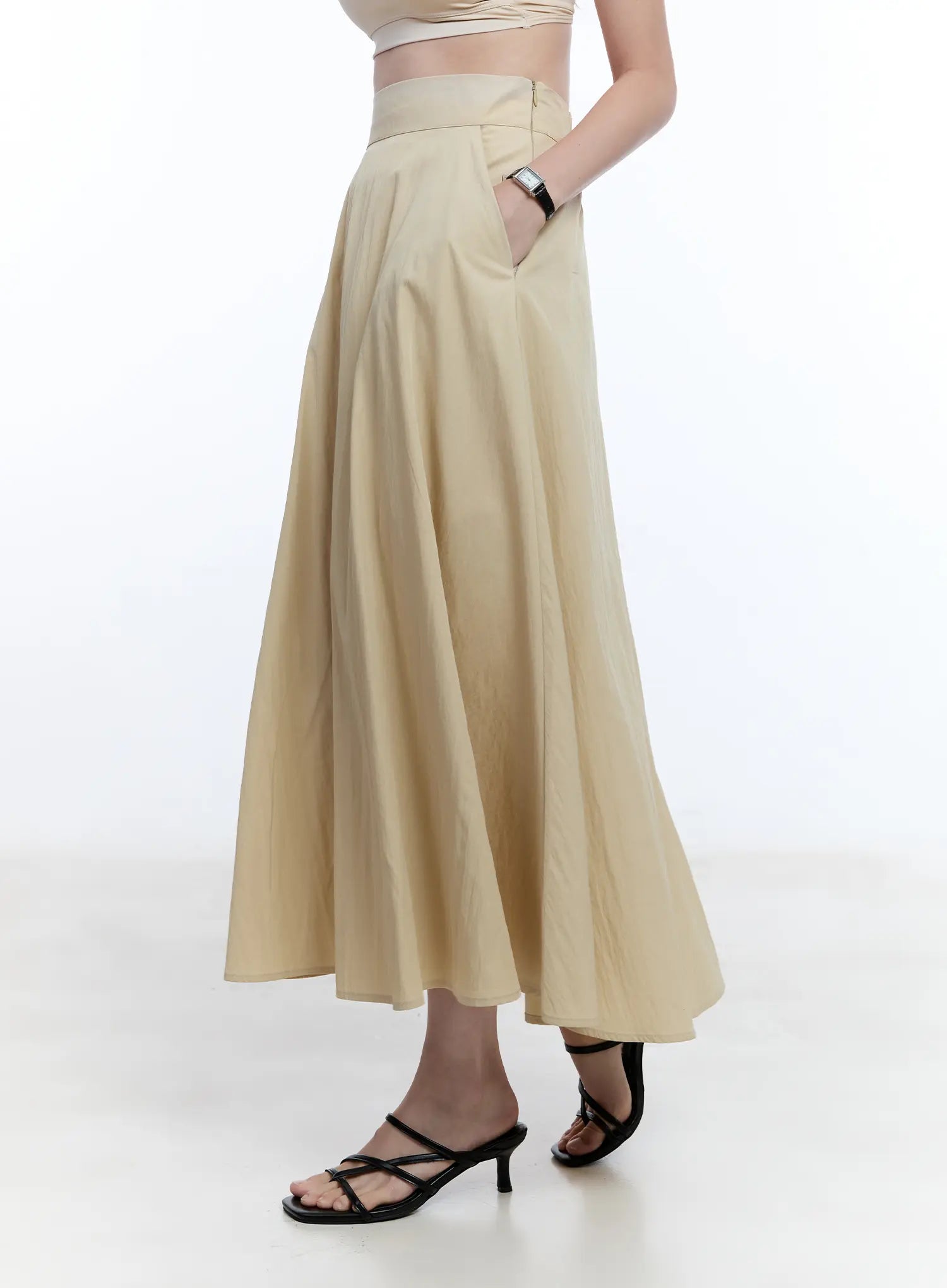 Flared Flowy Midi Skirt for Women - Elegant A-Line Summer Skirt with Side Slits | Perfect for Beach, Vacation & Boho Style Outfits