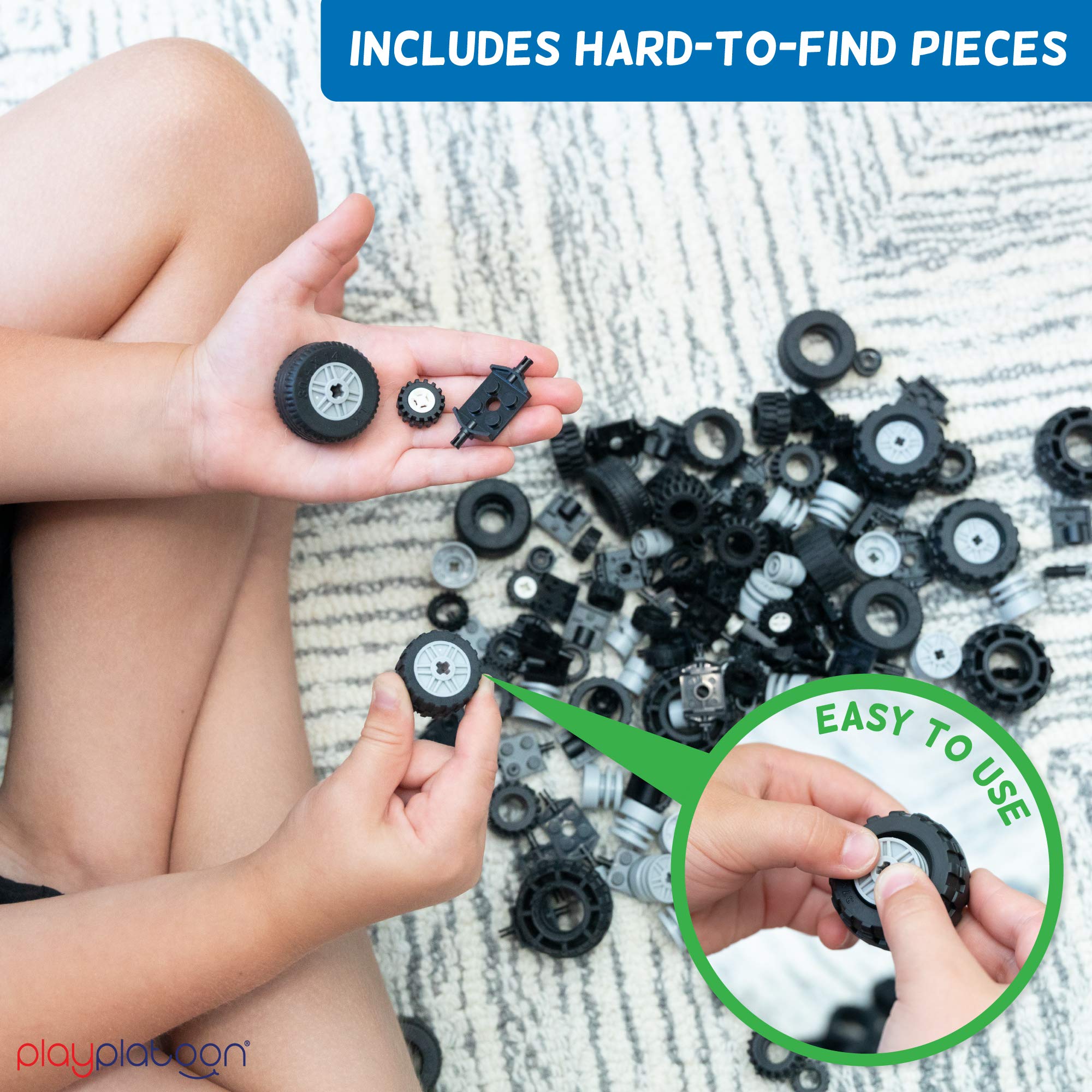 Play Platoon 144-Piece Wheels and Axles Building Kit - STEM Toy Car Parts with Wheels, Axles & Windshields for Kids' Creative Construction Projects - Perfect for DIY Car Models, STEM Learning, and Classroom Activities