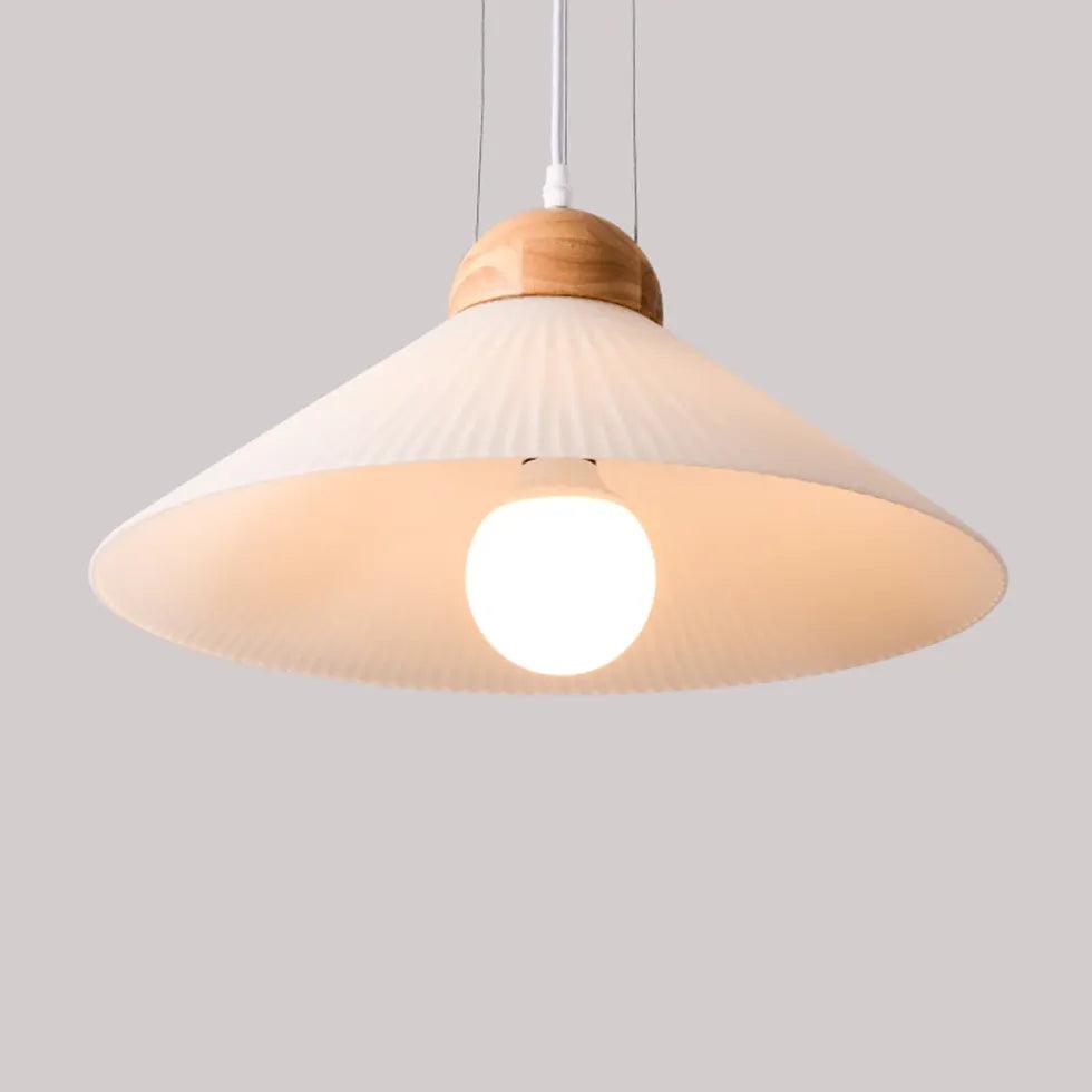 Modern Wooden Umbrella-Shaped Pendant Light - Stylish Ceiling Lighting for Dining Room, Kitchen, or Bedroom Decor