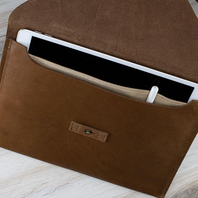 Genuine Leather iPad Portfolio Case - Slim & Protective Cover for iPad Pro/Air/Mini - Perfect for Business, Travel & School Use