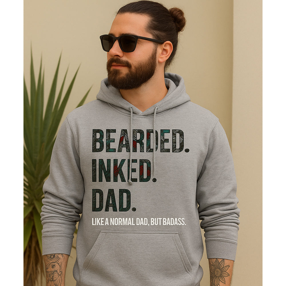 Bearded Inked Dad Hoodie - Trendy Graphic Pullover Sweatshirt for Cool Fathers | Perfect for Casual Wear, Family Outings & Father's Day Gifts