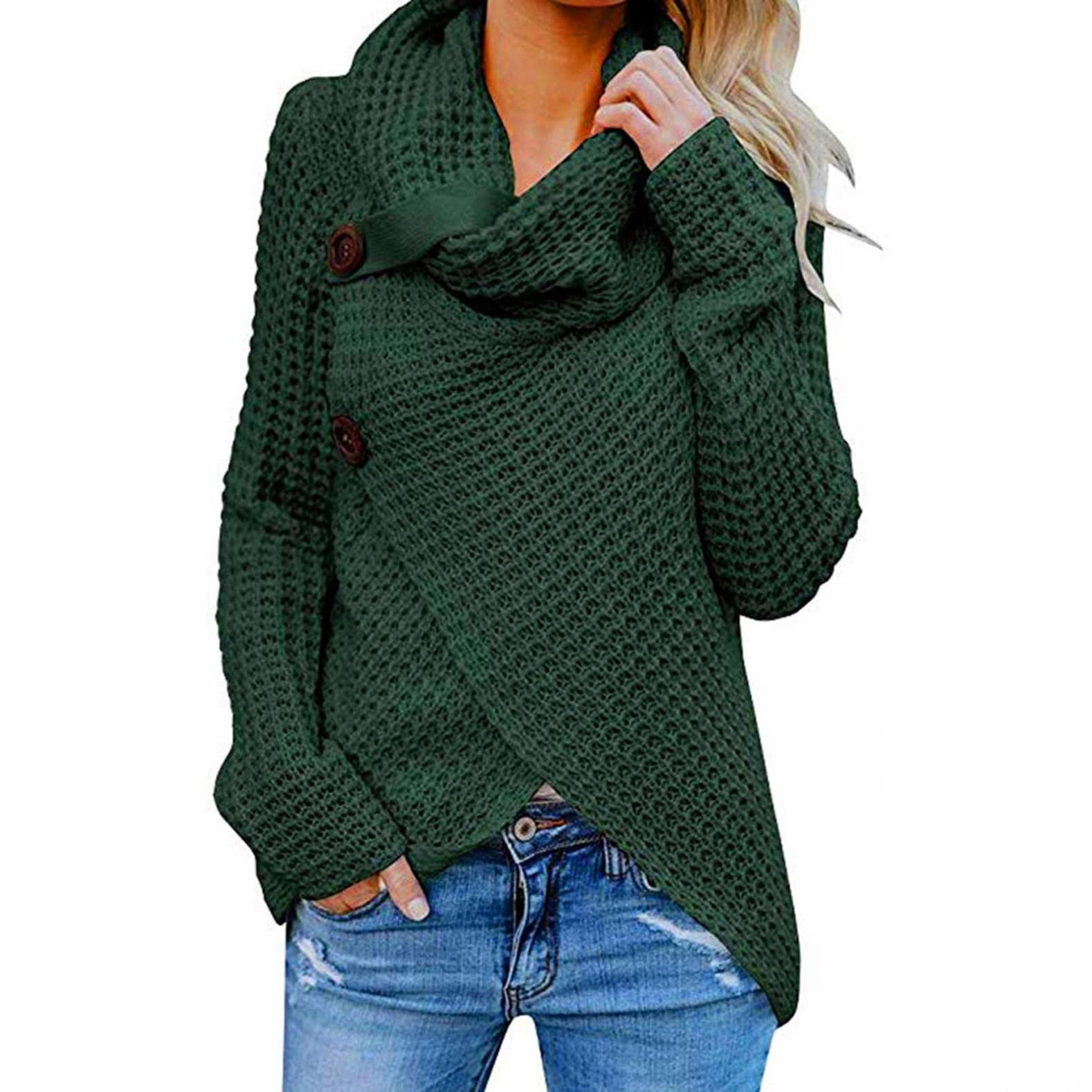 Women's Winter & Fall Turtleneck Sweater - Owl Print Knit Pullover Tunic Top | Cozy Casual Wear for Office, Dating & Holiday Outfits