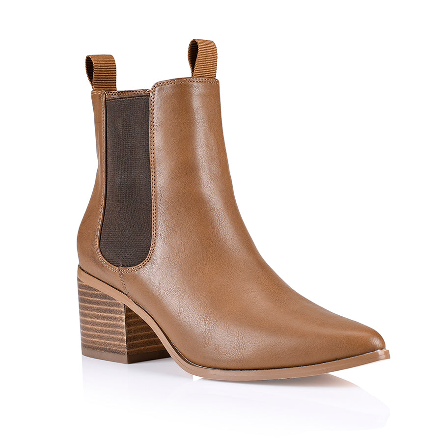 Women's Filo Chelsea Ankle Boots - Soft Tan Leather Slip-On Booties for Fall & Winter | Comfortable Casual & Work Shoes for Women | Perfect for Office, Dating & Everyday Wear
