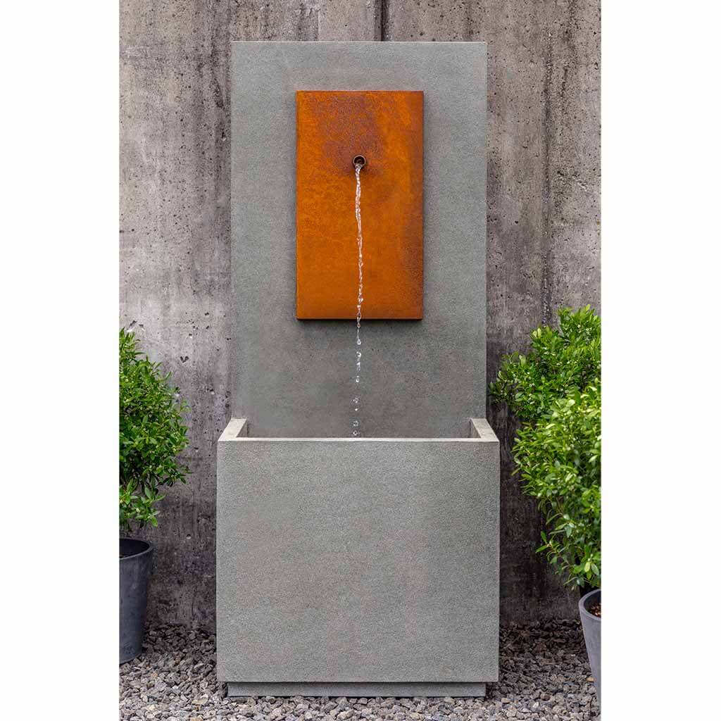Campania International MC1 Outdoor Water Fountain with Corten Steel Face - Elegant Garden Decor for Patio, Backyard & Landscape Design
