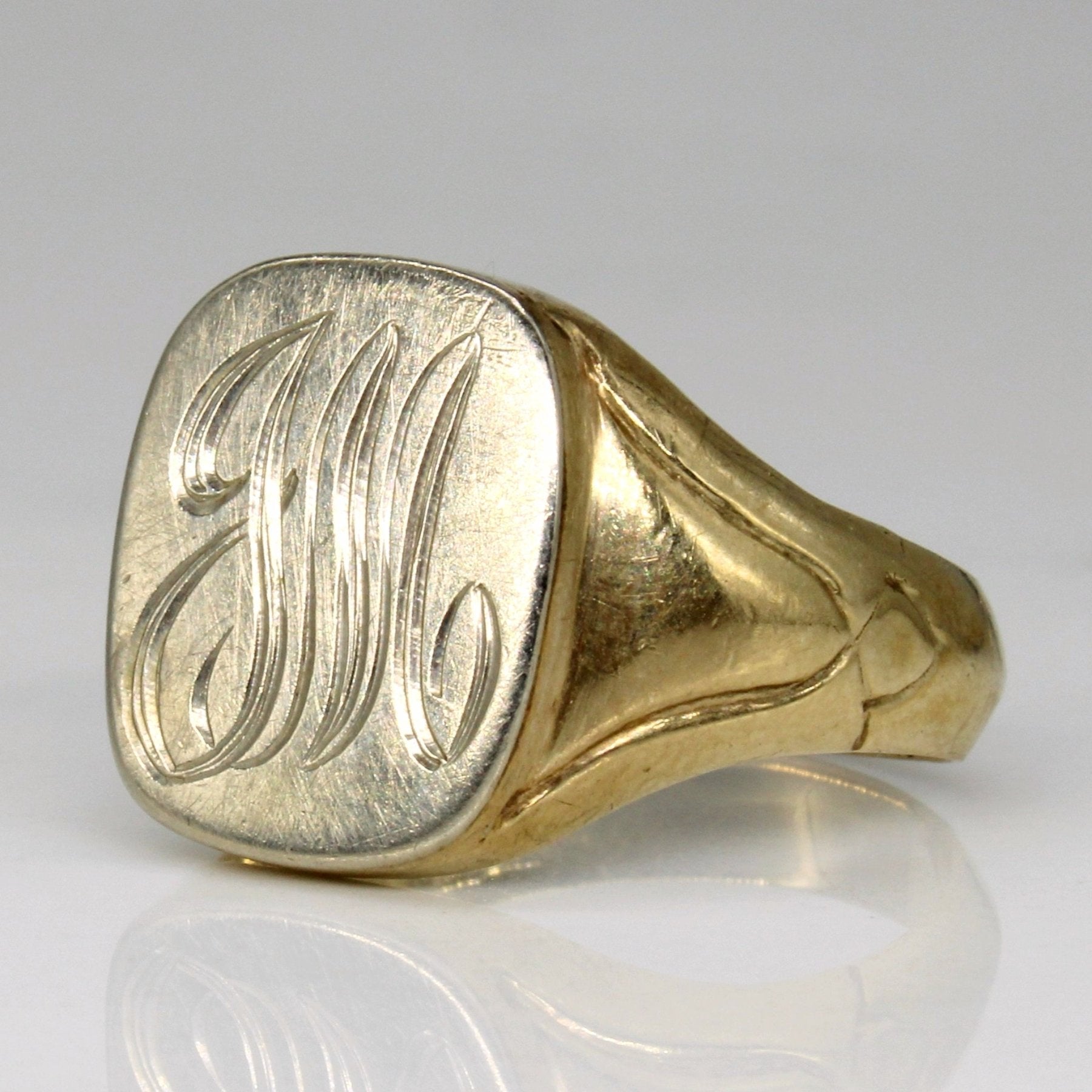 10K Two Tone Gold Signet Ring for Men & Women - Size 9.25 - Classic Elegant Jewelry for Everyday Wear, Gifts & Special Occasions