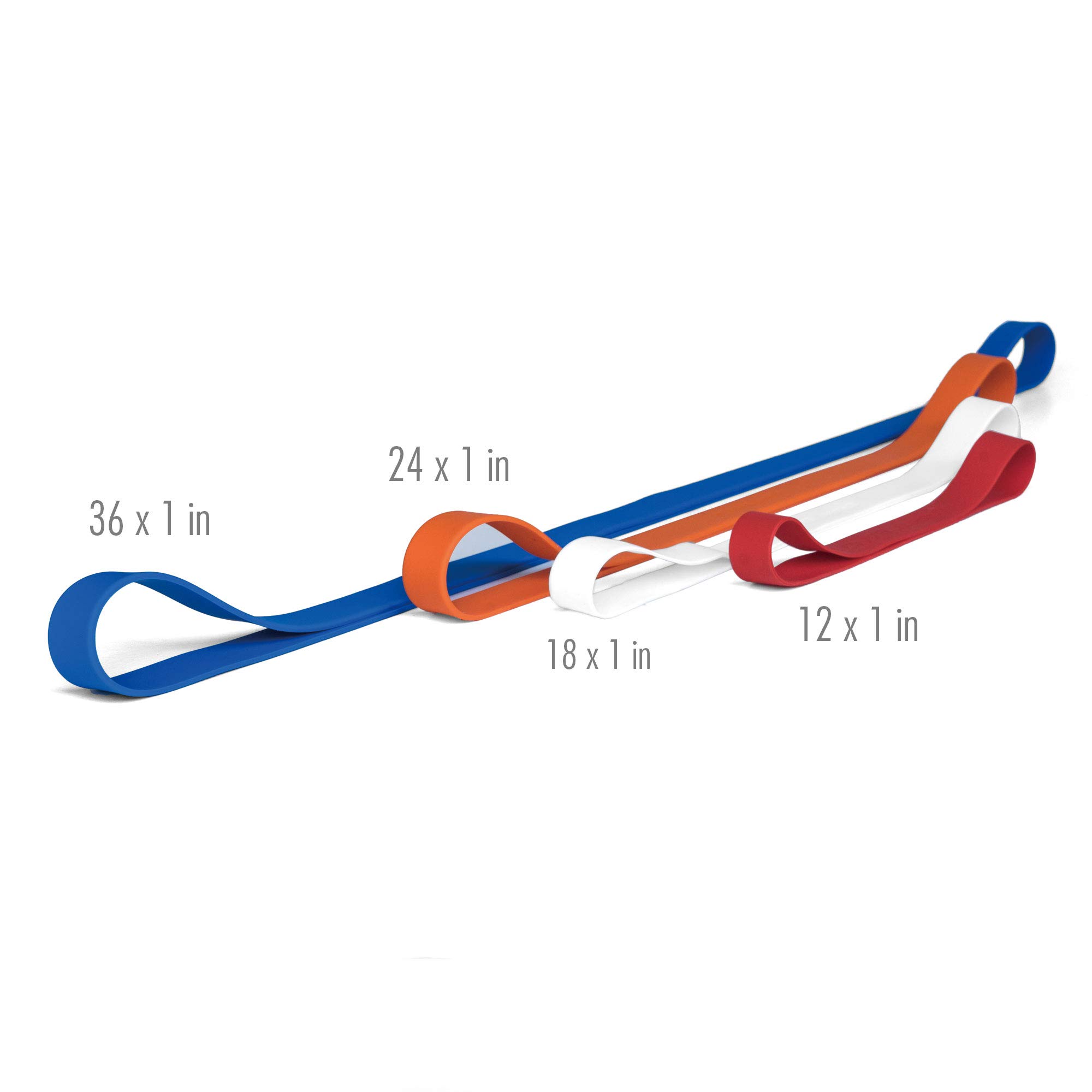 Grifiti Band Joes 12 18 24 36 Inch 4 Pack Durable Silicone Rubber Bands - Heat, Cold & UV Resistant for Cooking, Exercise, Art, Wrapping, Storage & Organization - Perfect for Kitchen, Office, Gym & Crafting