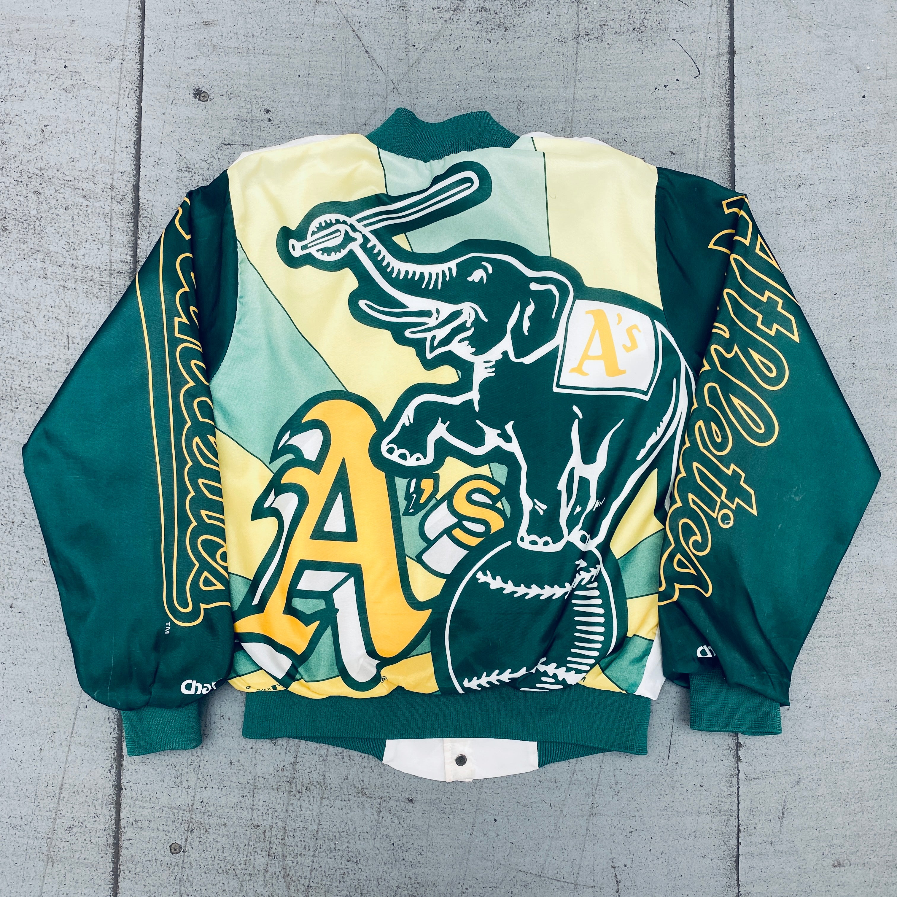 1989 Oakland Athletics Chalk Line Fanimation Bomber Jacket - Size S - Vintage Baseball Jacket for Fans & Collectors - Perfect for Game Days, Retro Fashion & Sports Memorabilia Display