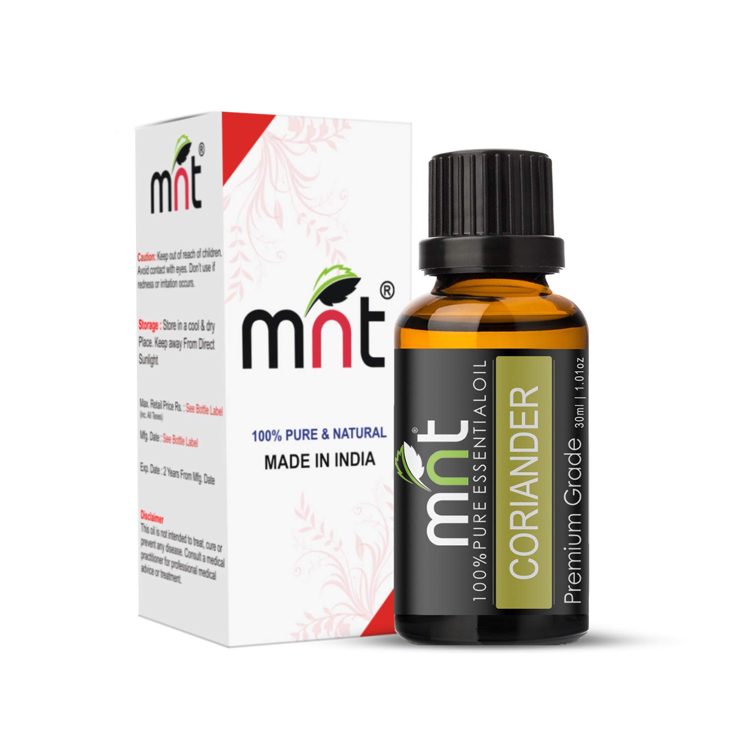 100% Pure Natural MNT Coriander Essential Oil - Undiluted Therapeutic Grade for Aromatherapy, Hair Care & Skin Care (30ml) | Perfect for Relaxation, Massage & DIY Beauty Products