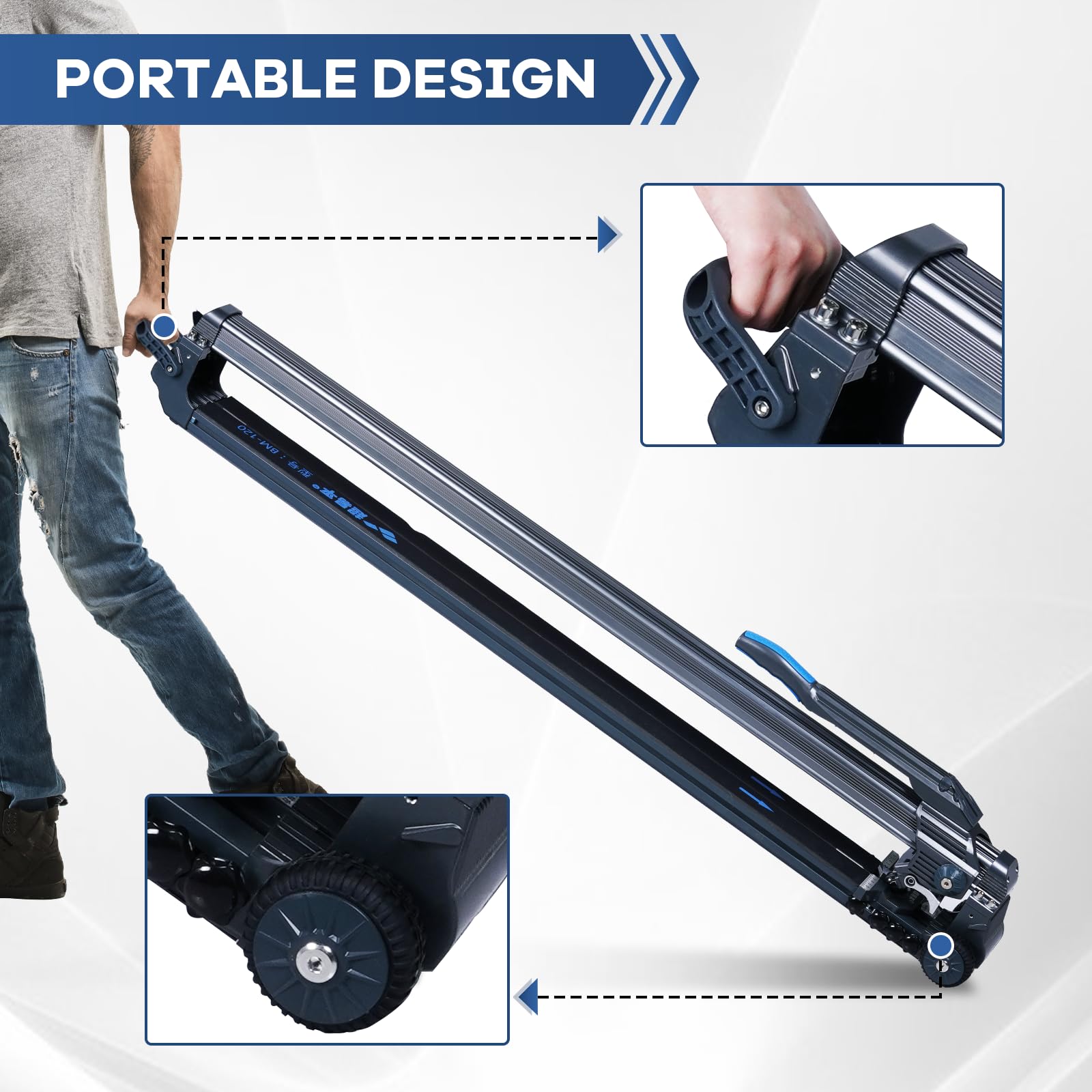 48 Inch Manual Tile Cutter - Professional Porcelain Tile Cutting Tool with Transport Handle & Wheels for Flooring, Backsplash, and DIY Home Renovation Projects