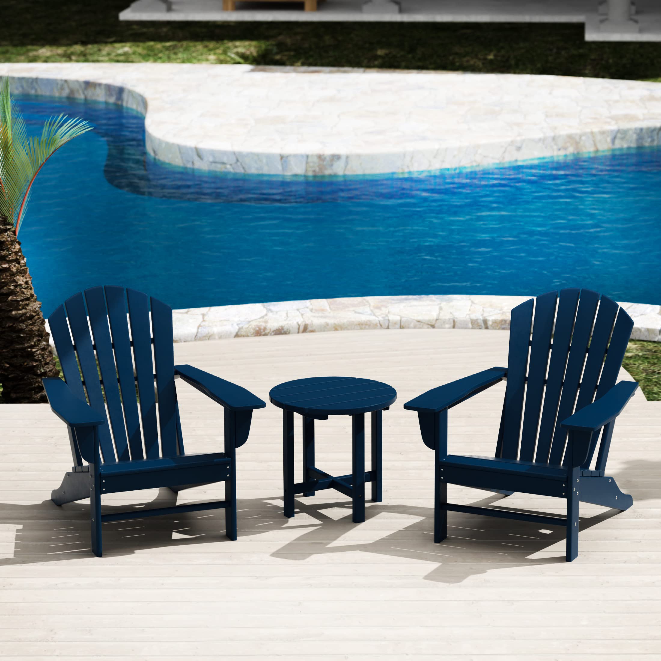 WestinTrends Dylan Outdoor Adirondack Chair with Side Table Set - Durable Patio Furniture for Garden, Deck, Poolside & Backyard Relaxation