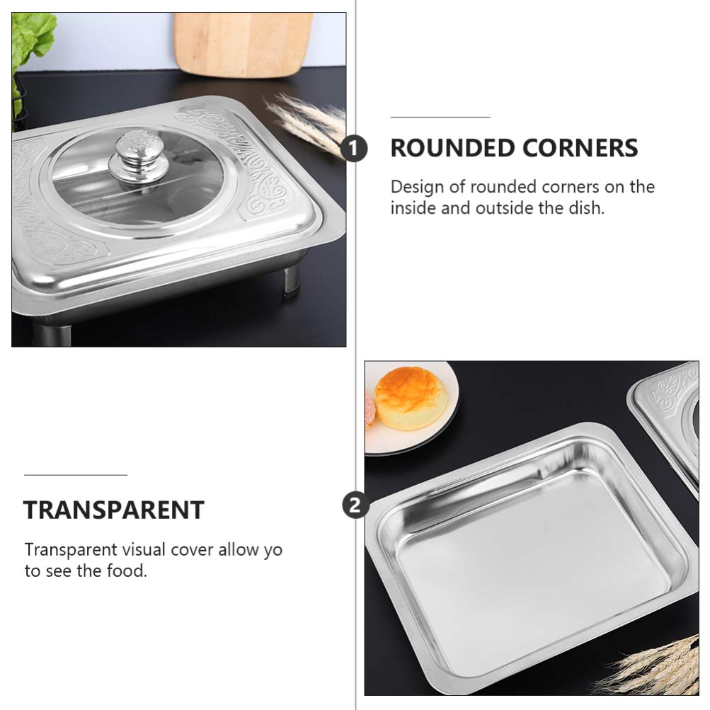 Premium Stainless Steel Rectangular Food Tray - Hemoton 1-Piece Dinner Plate, Fruit & Snack Serving Dish for Kitchen, Dining, Buffet, Party & Catering