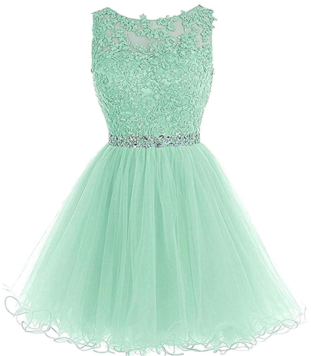 Dydsz Women's Appliques Short Prom Dresses for Teens - Elegant Tulle Homecoming Party Cocktail Gown D126 | Perfect for Prom Night, Homecoming Dance, Cocktail Parties & Special Occasions