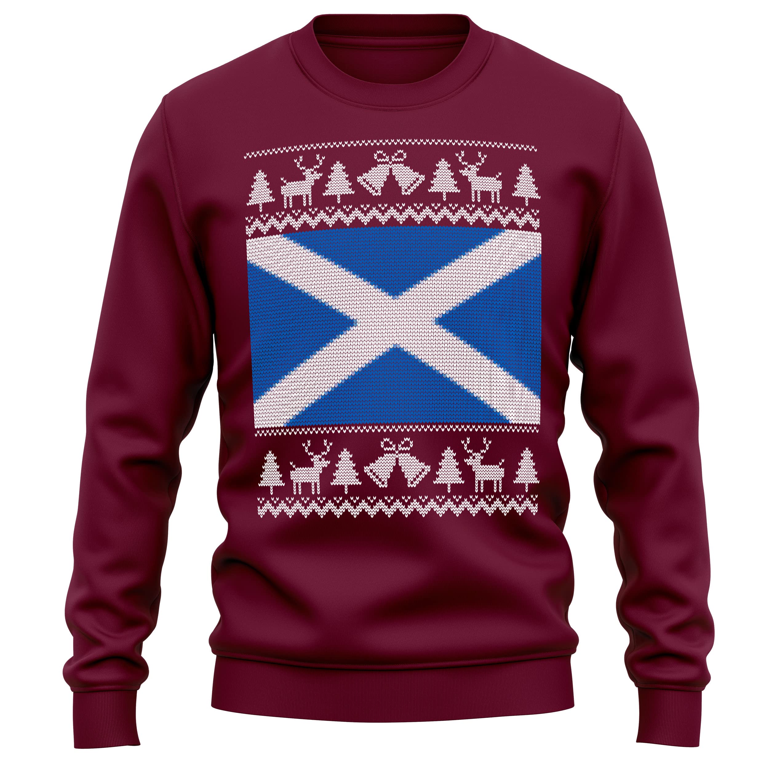 Funny Scottish Flag Christmas Sweater for Adults - Purple Print House Scotland Reindeer Fair Isle Ugly Holiday Sweatshirt | Perfect Xmas Gift for Men & Women | Office Party, Family Gatherings & Festive Celebrations