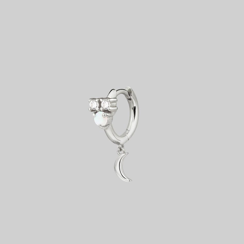 MOONLIGHT Sterling Silver Opal Moon Clicker Hoop Earrings for Women - Perfect for Parties, Weddings & Everyday Wear