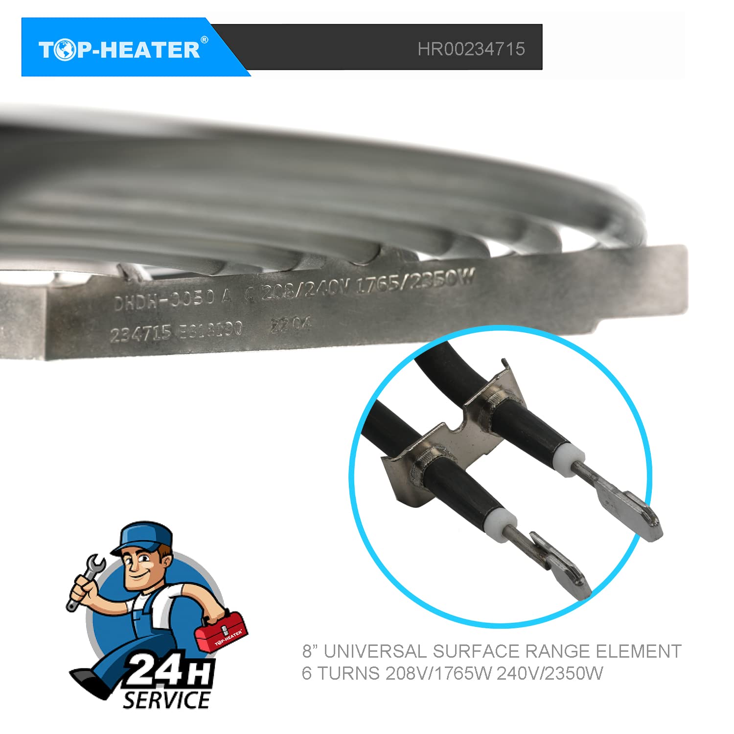 TOP-HEATER WB30M2 8-Inch Electric Stove Burner Replacement for GE Hotpoint RCA Range - Compatible with WB30M1, 6-Turn Burner Element (1-Pack) - Perfect for Kitchen Upgrades & Appliance Repairs