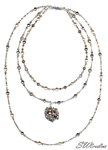 Earth Crystal Pearl Fusion Bead Art Necklace - Elegant Handmade Jewelry for Women, Boho Chic Accessory | Perfect for Weddings, Parties & Everyday Wear