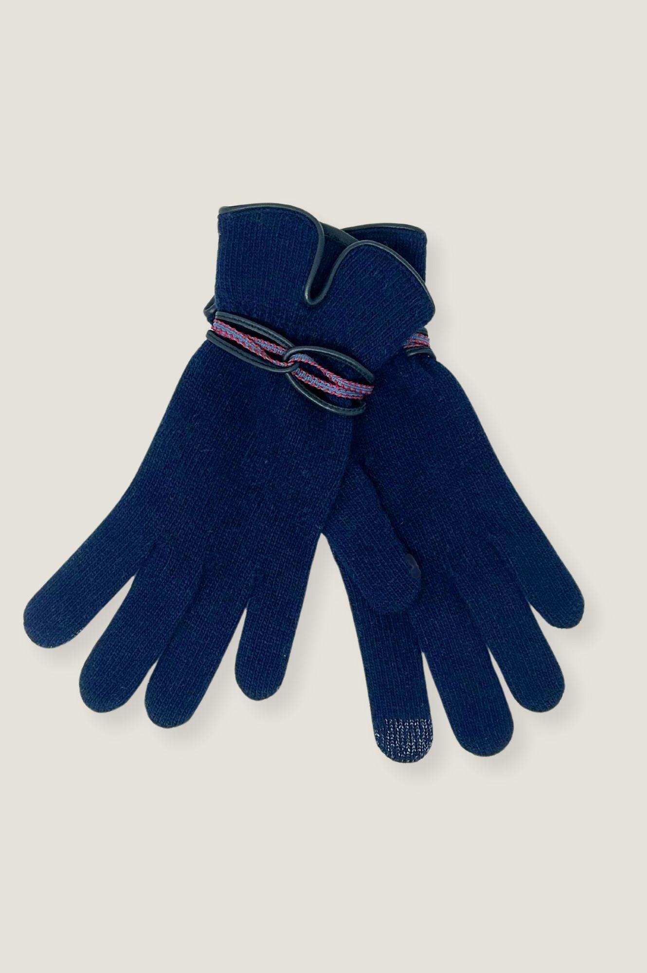 Touchscreen Compatible Wool & Cashmere Blend Winter Gloves for Men & Women - Navy & Red - Perfect for Skiing, Driving & Outdoor Activities