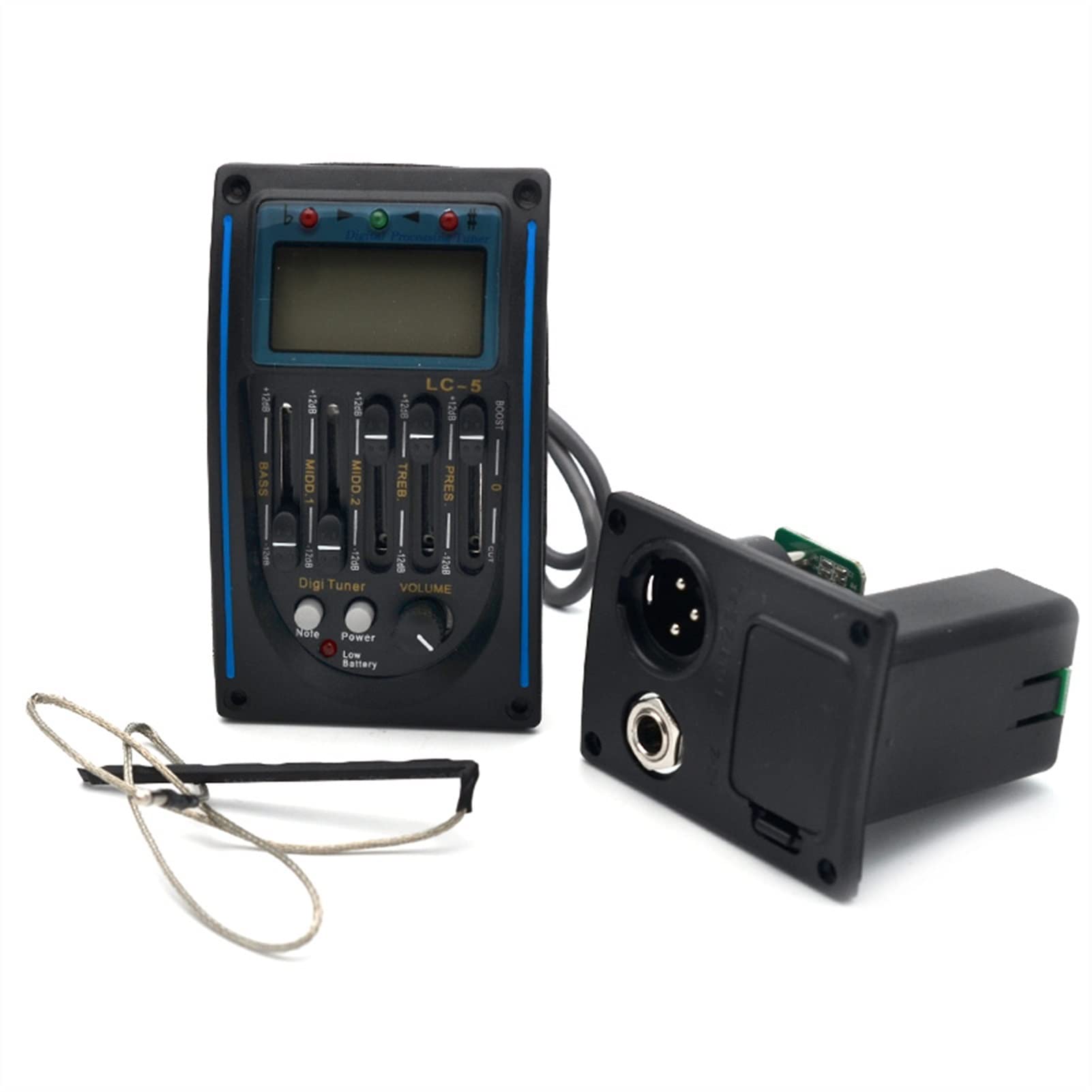 5-Band Acoustic Guitar Pickup EQ Preamp with LCD Tuner & Piezo Pickup - Professional Equalizer System for Live Performance & Studio Recording