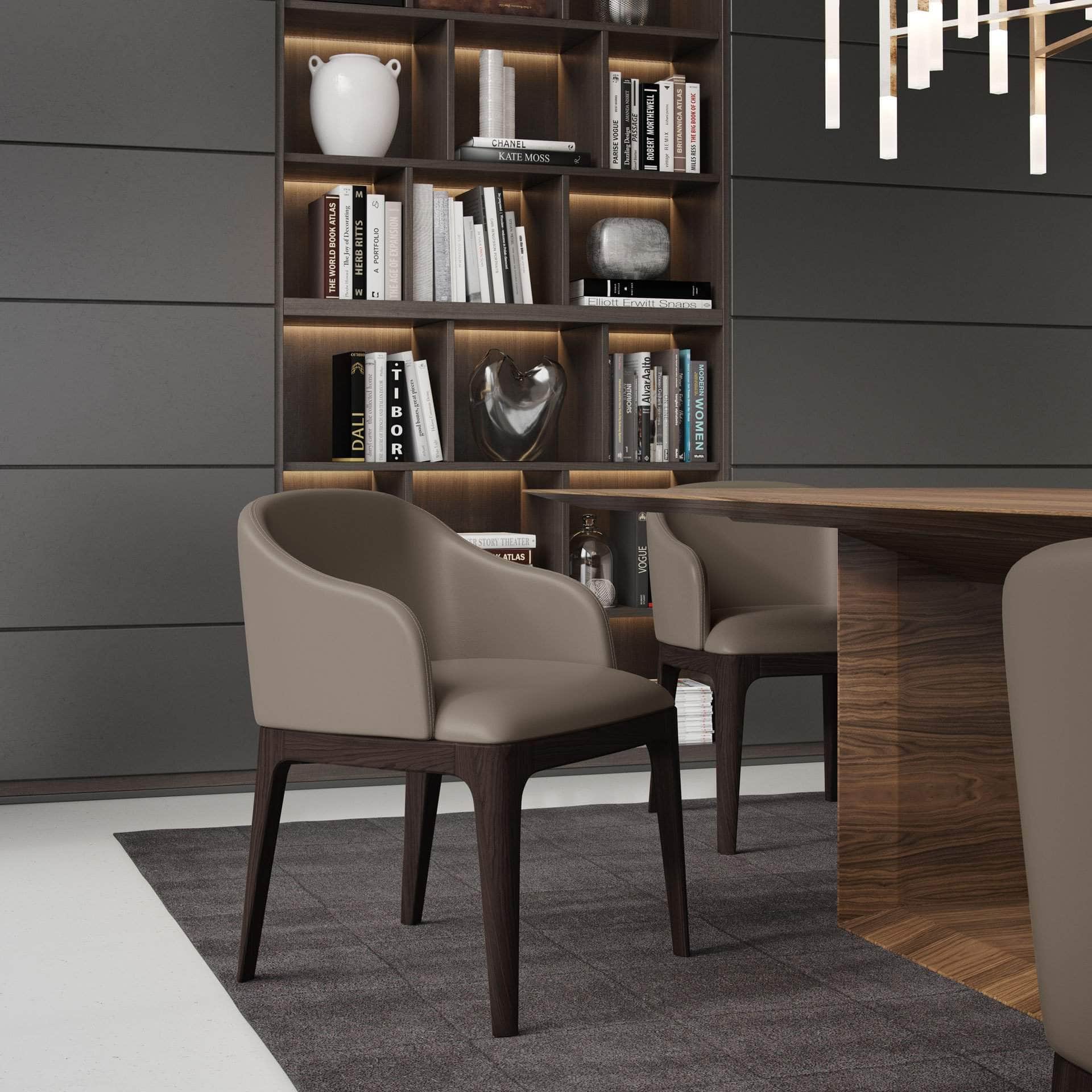 Wooster Eco Pelle Leather Dining Arm Chair - 2 Color Options | Modern & Durable for Home, Office, Restaurant