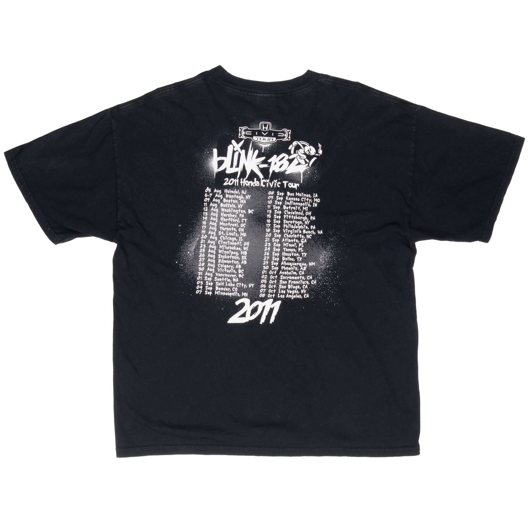 Vintage Blink 182 Honda Civic Tour 2011 Black T-Shirt XL - Official Band Merch for Concerts & Music Fans