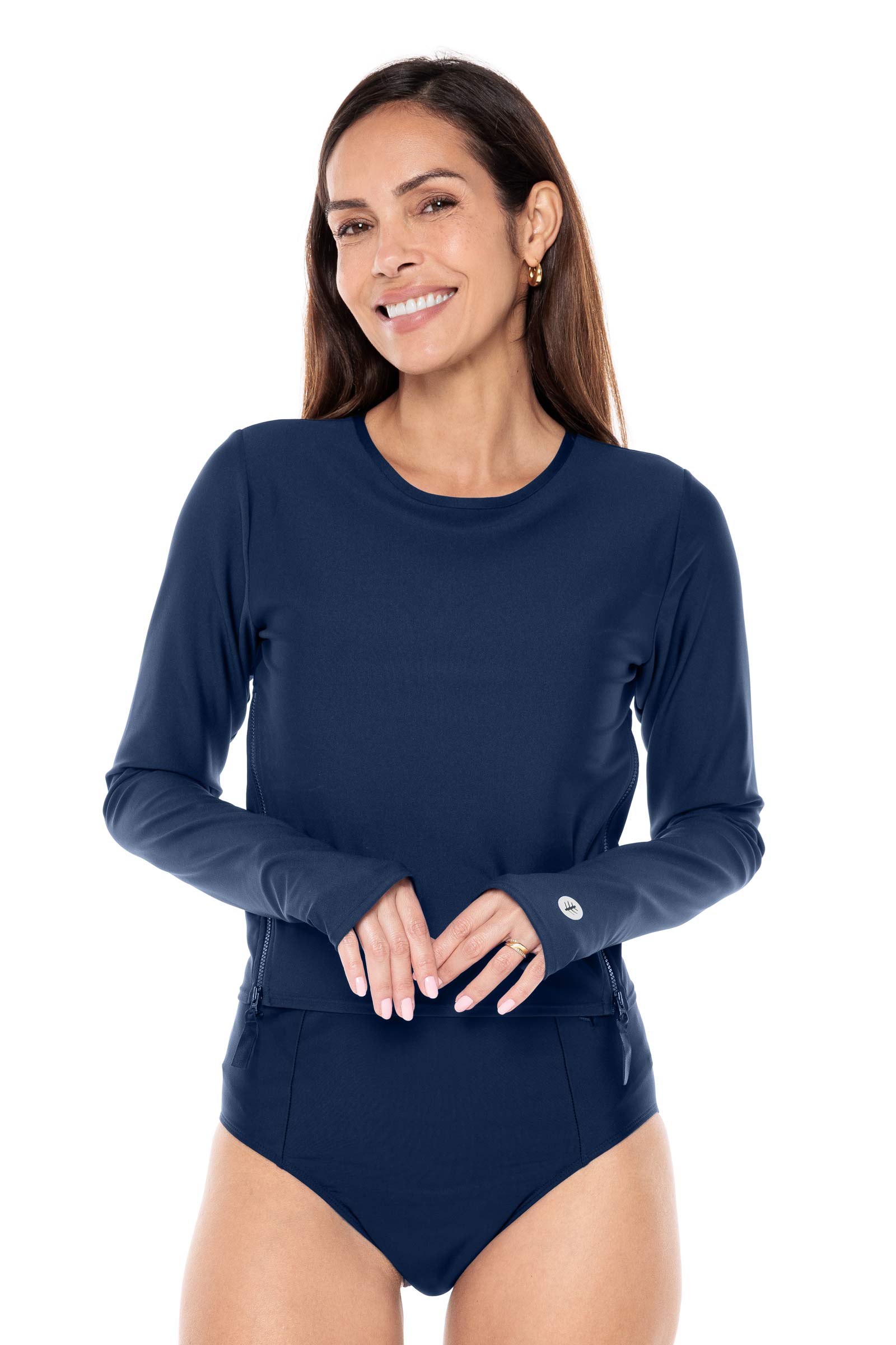Women's UPF 50+ Sun Protection Rash Guard Bra Top - Navy Blue | Quick Dry, Anti-Chafing Swimwear for Surfing, Yoga & Beach Activities