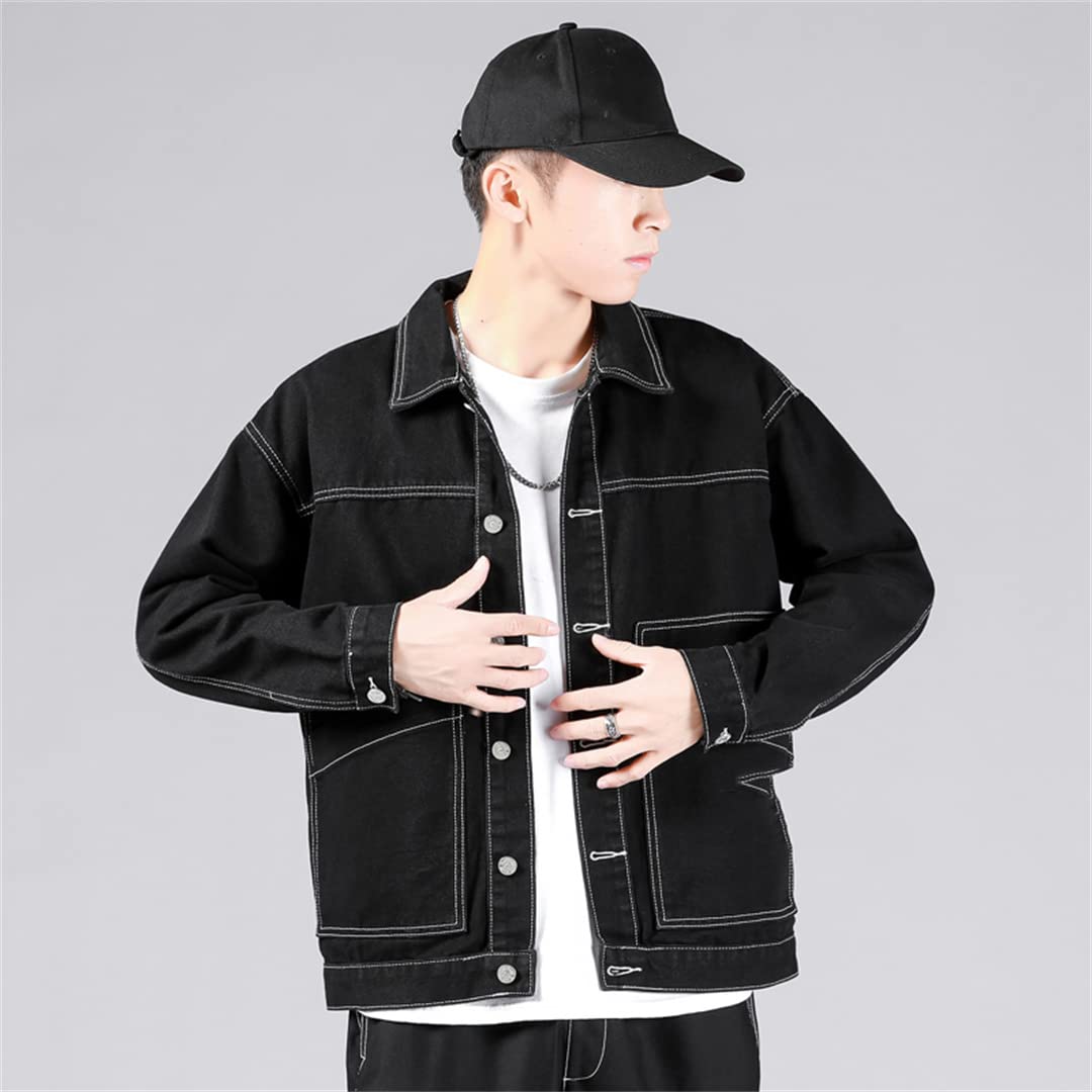 Men's Korean Style Denim Bomber Jacket - 2022 New Spring & Autumn Fashion Jacket for Men | Lightweight Casual Outerwear for Daily Wear, Street Style & Night Out