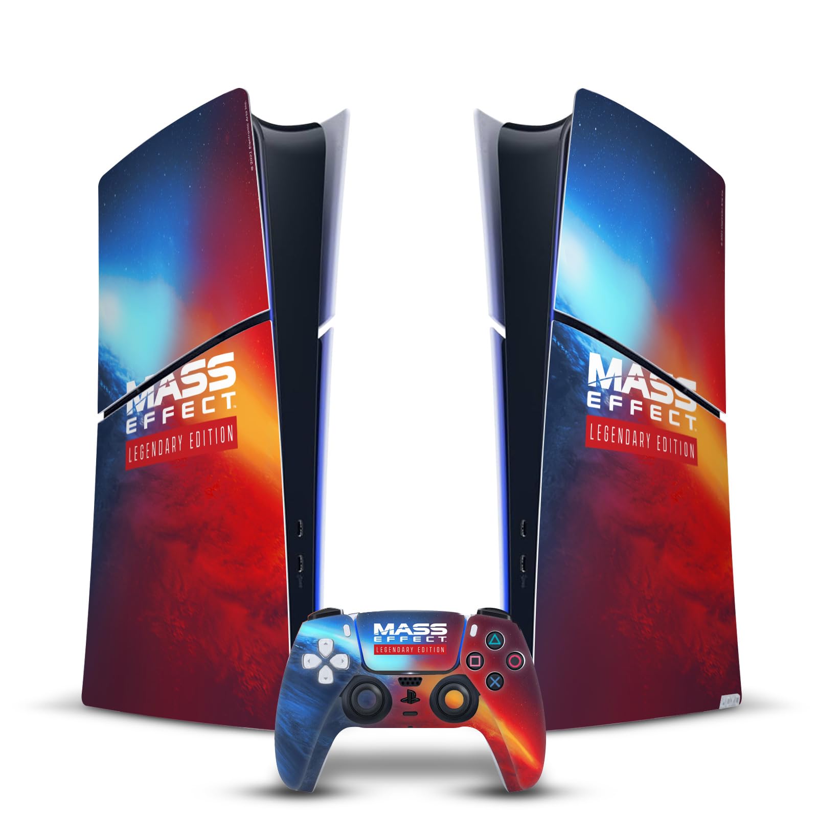 Official EA Bioware Mass Effect Legendary Logo Vinyl Skin Sticker for PS5 Slim Digital Edition Console & Controller - Gaming Accessories for Fans & Collectors