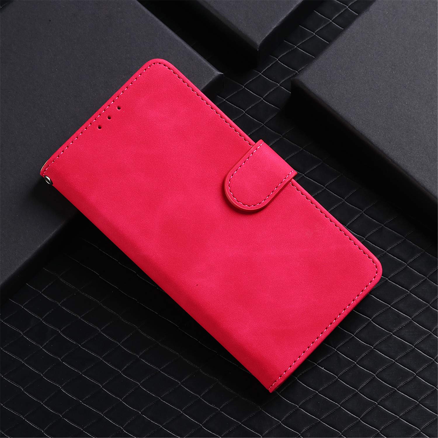 TCL 10 5G UW Leather Wallet Case - Rose Red for Women with Card Slots & Stand for Daily Use