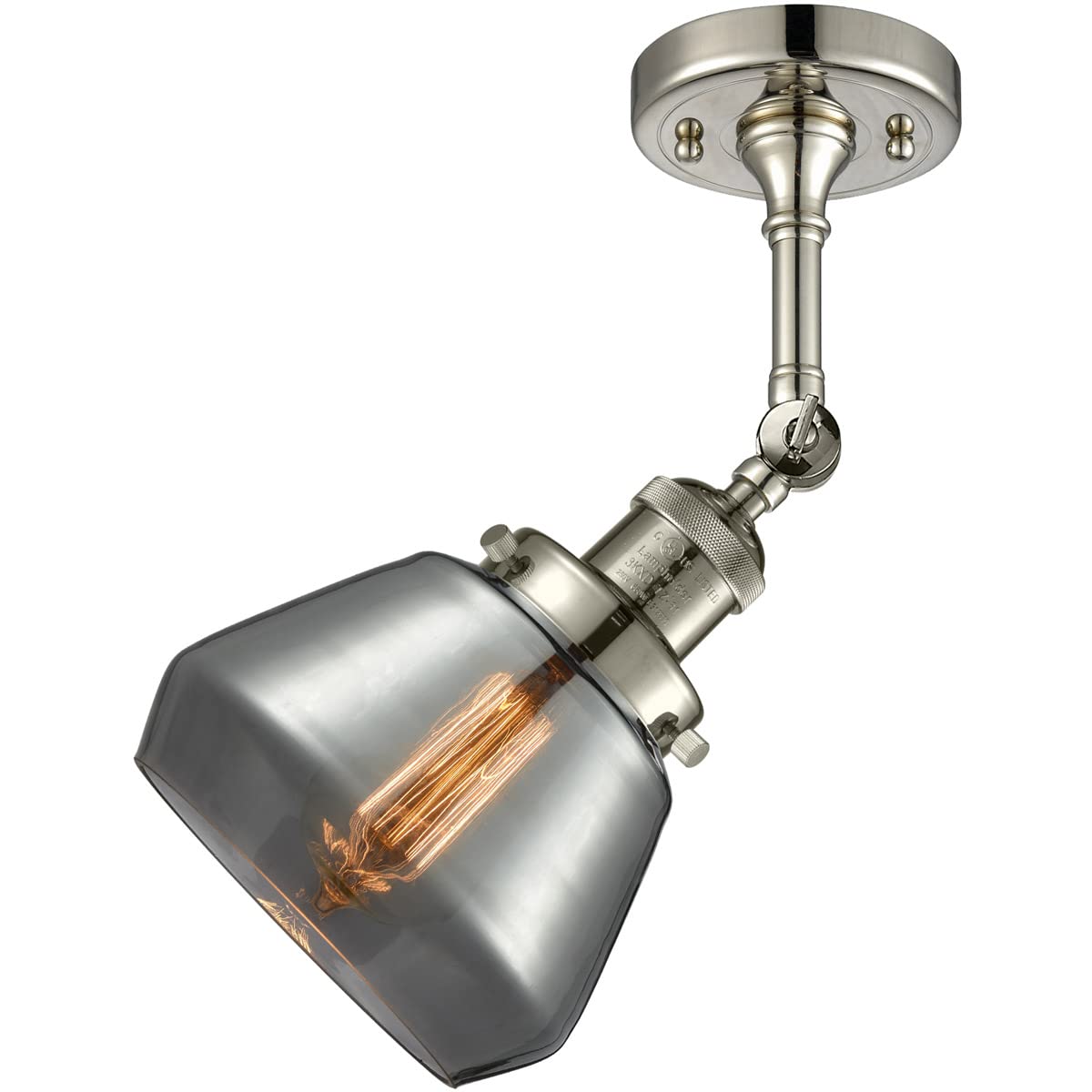 Innovations 201F-PN-G173-LED 12-Inch LED Semi-Flush Mount Ceiling Light Fixture in Polished Nickel - Perfect for Bedroom, Kitchen, Hallway & Modern Home Lighting