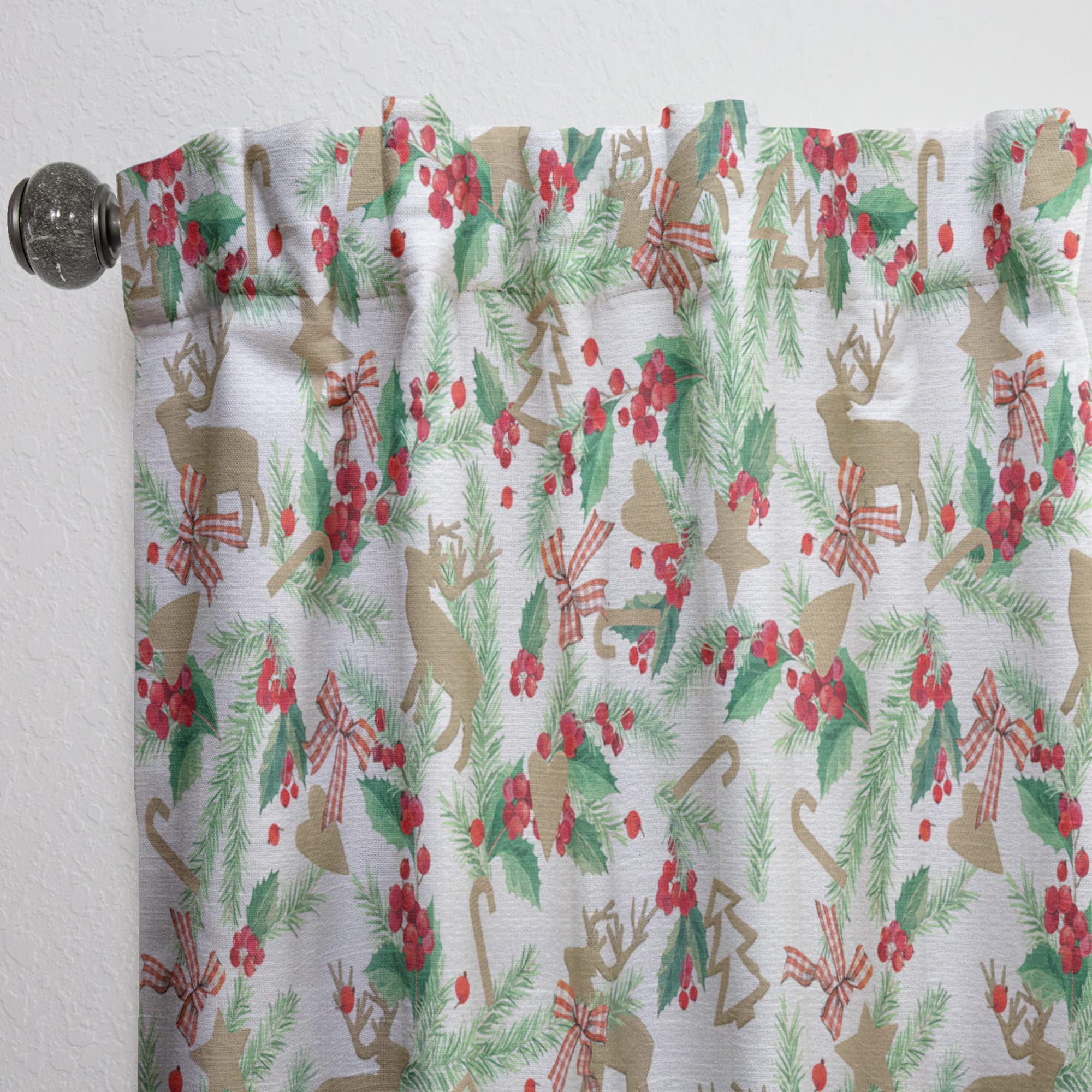 DesignQ Christmas Illustration Thermal Insulated Curtains - Single Panel 52x120 Inches - Holiday Home Decor for Bedroom & Living Room - Perfect for Winter Insulation & Festive Atmosphere