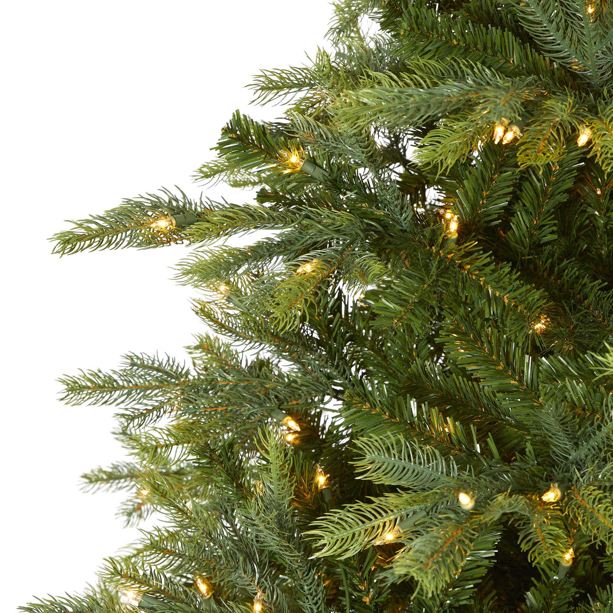 Nearly Natural 8ft North Carolina Spruce Artificial Christmas Tree with 650 Clear Lights & 1303 Bendable Branches | Premium Pre-Lit Christmas Tree for Home, Office & Holiday Decorations