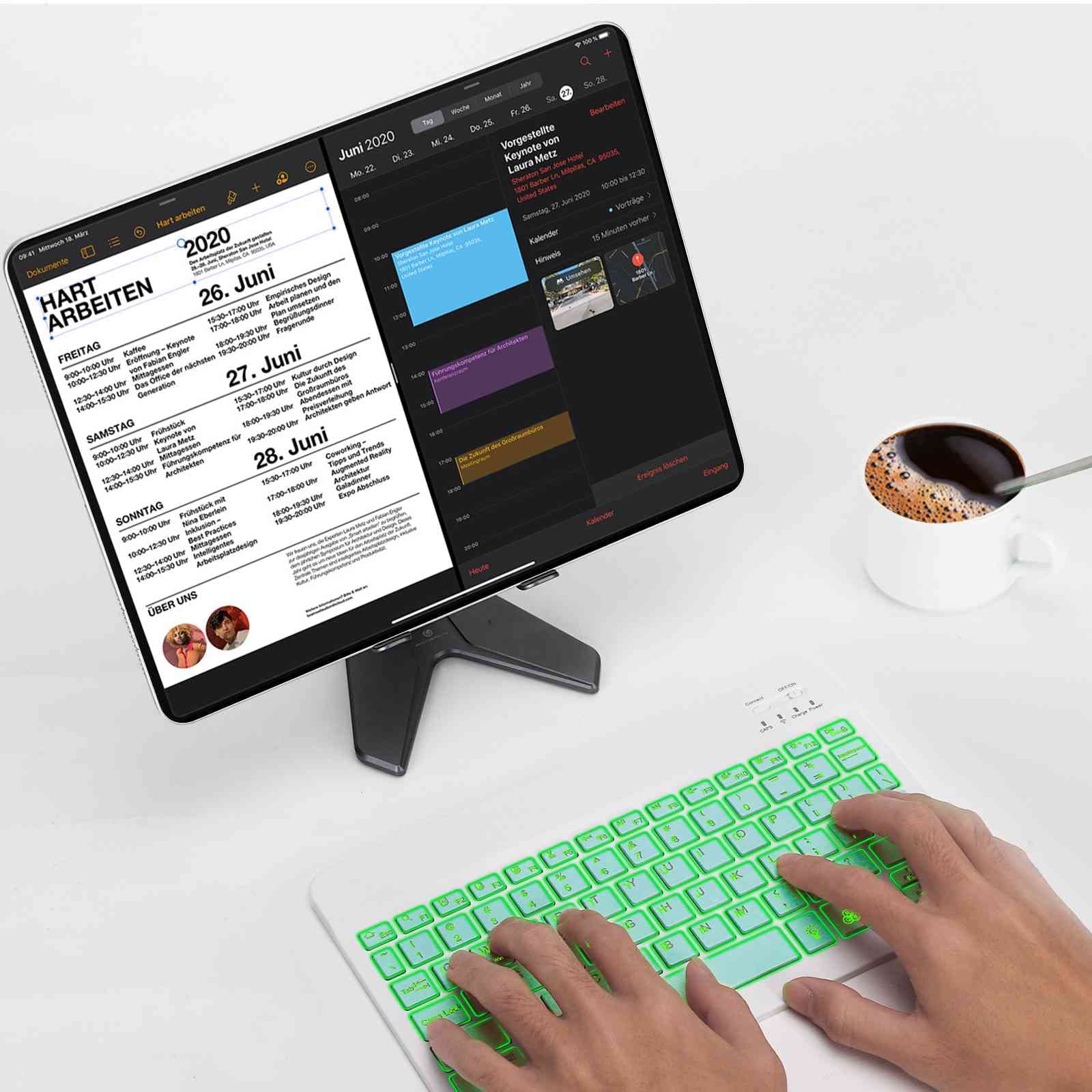 UX030 Ultra-Thin Wireless Keyboard - Ergonomic RGB Backlit, Bluetooth 5.1 & 2.4GHz Dual Mode, Rechargeable, Compatible with ASUS ROG Phone 6D Ultimate - Perfect for Gaming, Office Work & Mobile Typing