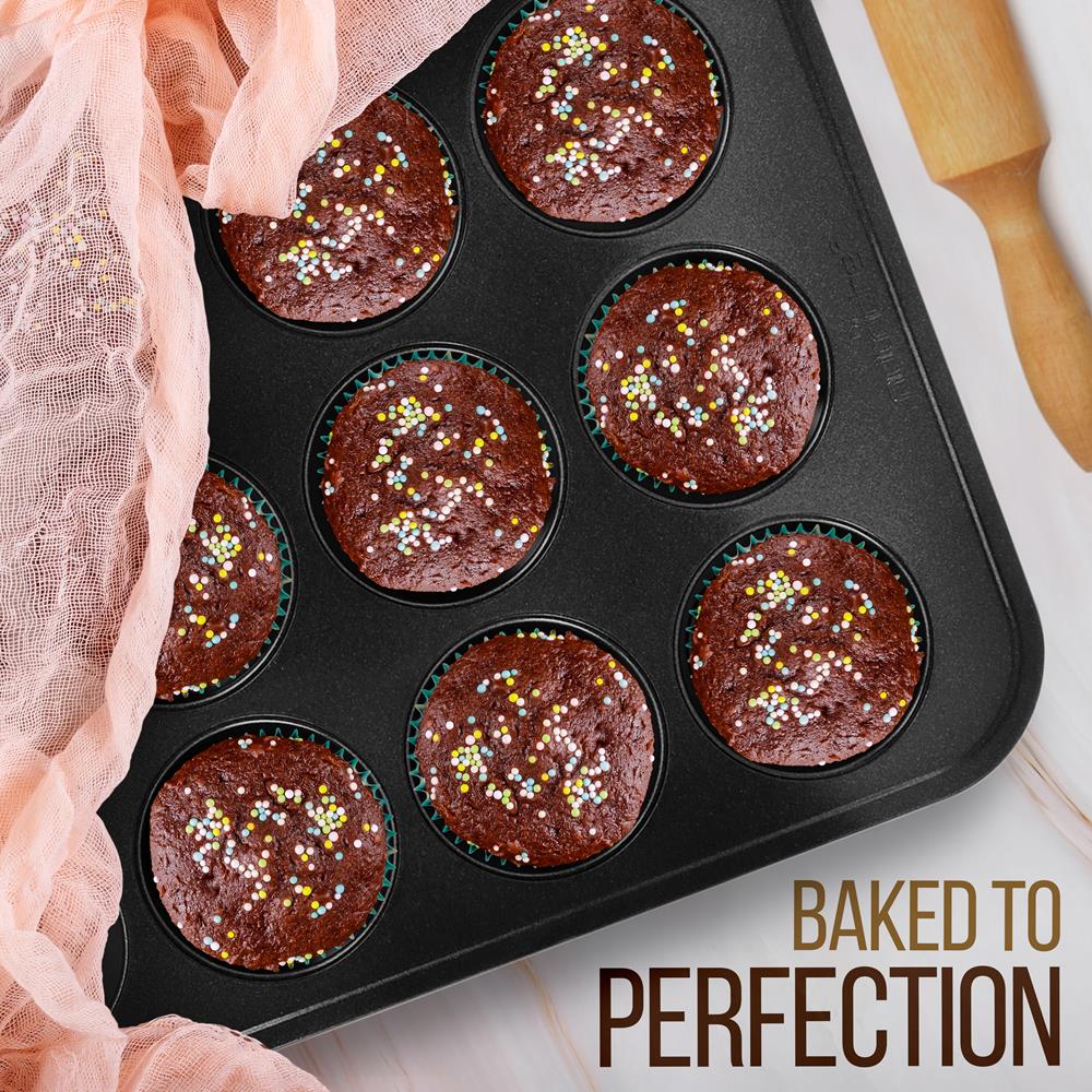 Non-Stick Baking Pans Set for Oven - 3 Piece Cookie Sheet, Pizza Pan & Cake Pan - Perfect for Baking, Roasting & Cooking at Home or Restaurant