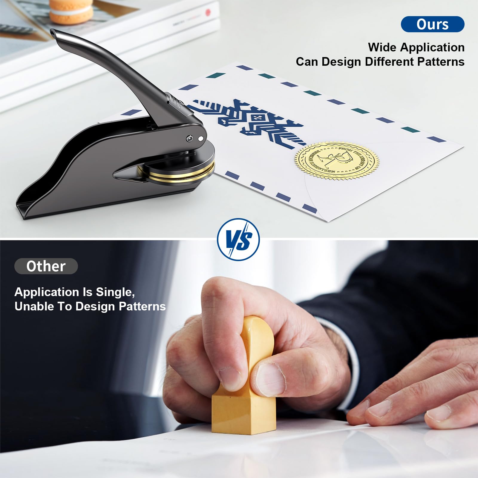 Personalized Custom Book Embosser Stamp - Engrave Your Text/Logo on Books, Business Cards, Paper Documents & Notebooks | Perfect for Gifts, Office Use & Craft Projects