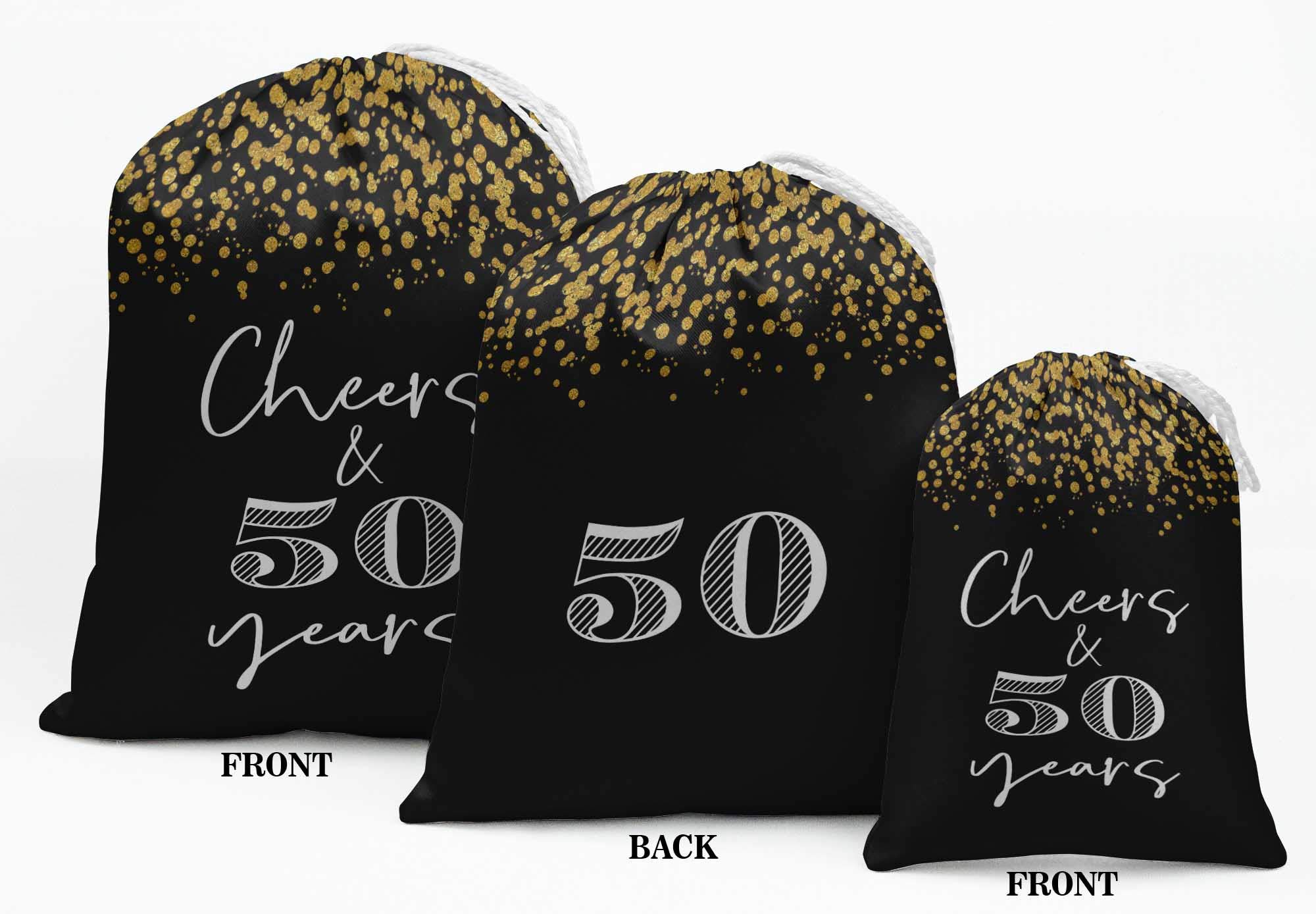 Custom Cheers & Birthday Party Favor Bags - 15-Piece Black Drawstring Pouches for Celebrations, Gifts, and Souvenirs | Perfect for Weddings, Baby Showers & Special Events