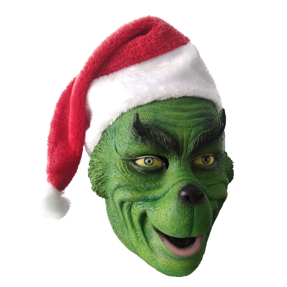 Green Monster Latex Mask Halloween Costume Set - Christmas Cosplay, Reality Show Props with Gloves & Hat - Perfect for Halloween Parties, Cosplay Events, and Themed Celebrations
