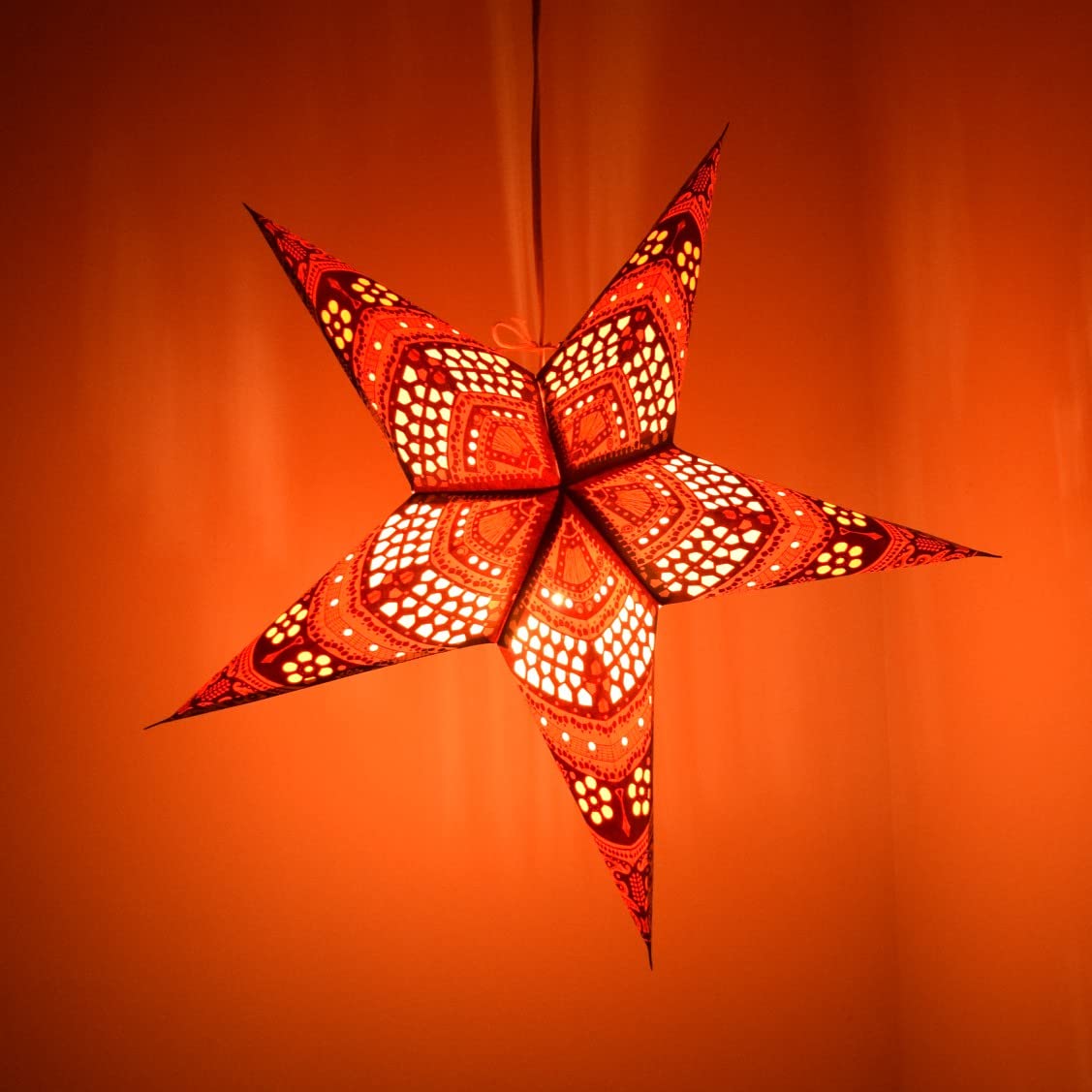 Pink Honeycomb Paper Star Lantern with 12ft Power Cord - Romantic Party Decor for Weddings, Baby Showers & Home Decoration