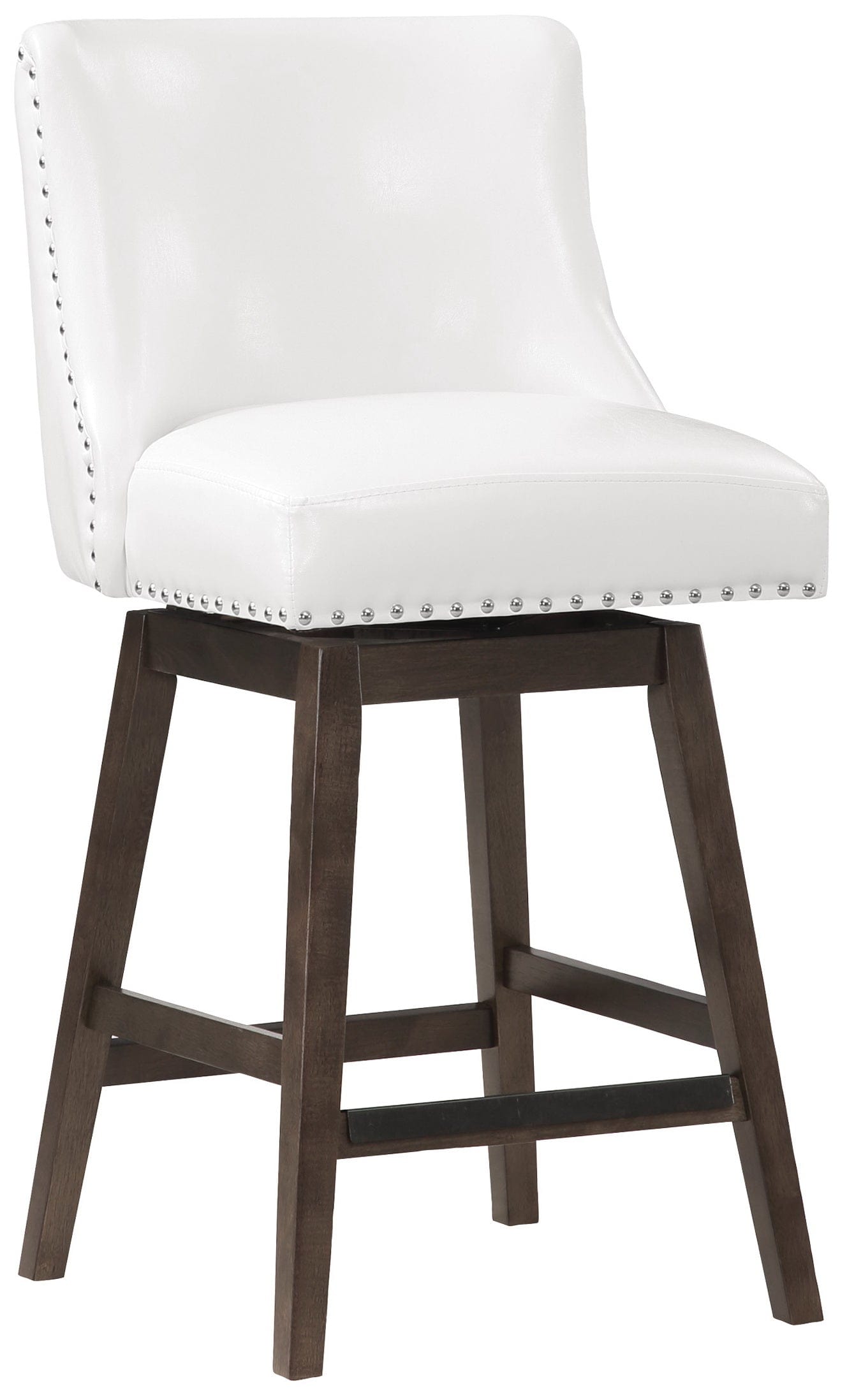 White Faux Leather / Brown Frame