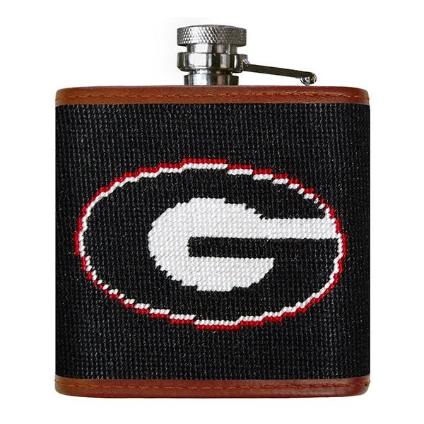 Georgia Needlepoint Flask - Elegant Personalized Monogrammed Hip Flask for Whiskey & Liquor - Perfect for Weddings, Gifts & Outdoor Adventures