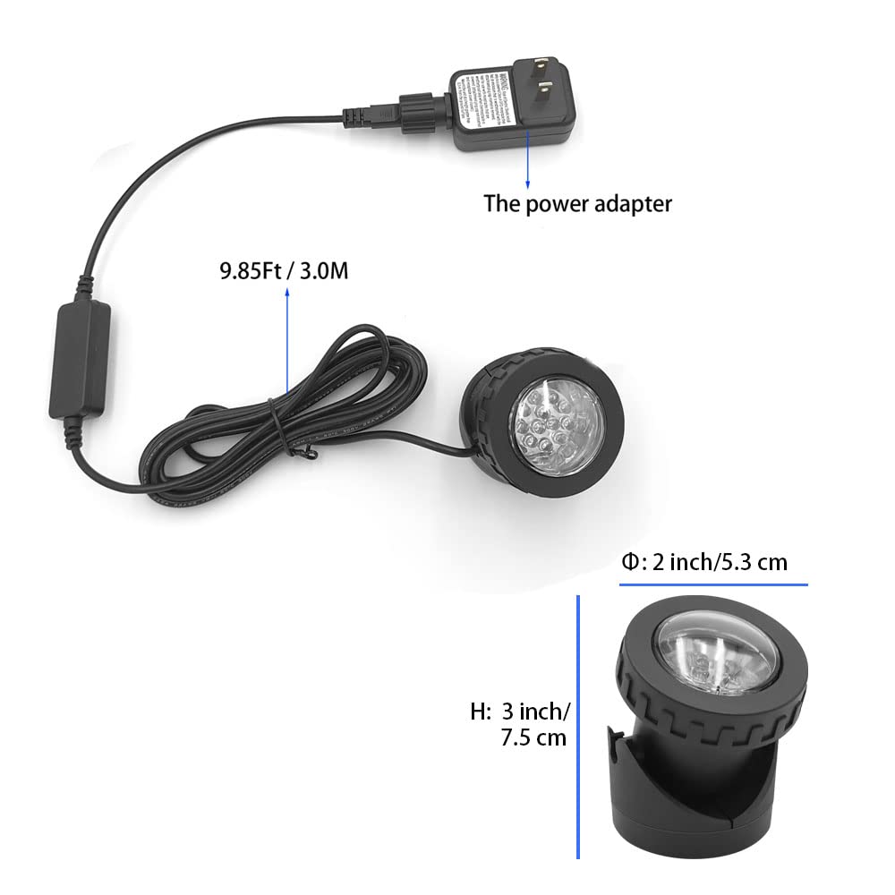 RGB Submersible Pond Lights with Timer - IP68 Waterproof Dimmable Outdoor Landscape Lighting for Fish Tank, Fountain & Garden (1-Light) - Perfect for Backyard Ponds, Water Features & Nighttime Ambiance