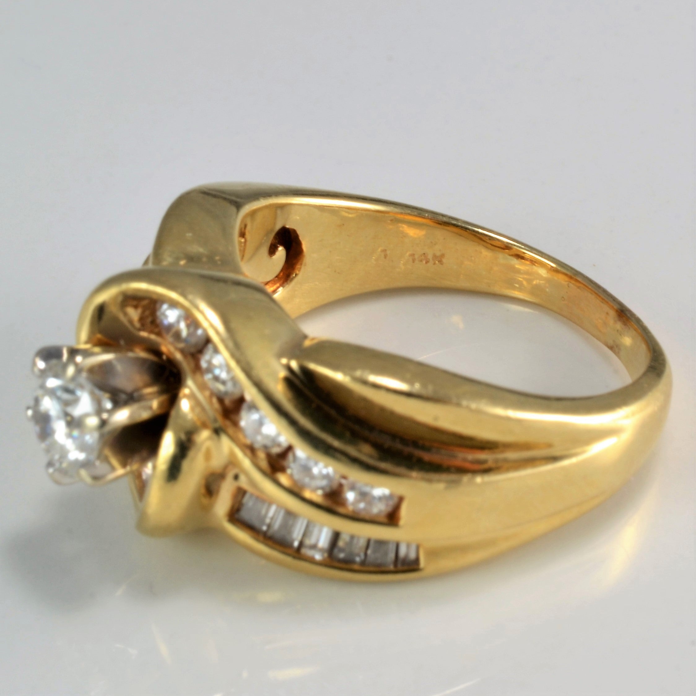 1.00ctw Diamond Bypass Engagement Ring with Baguette Accents - SI1 G/H Clarity - Size 6 - Perfect for Proposals & Anniversary Gifts