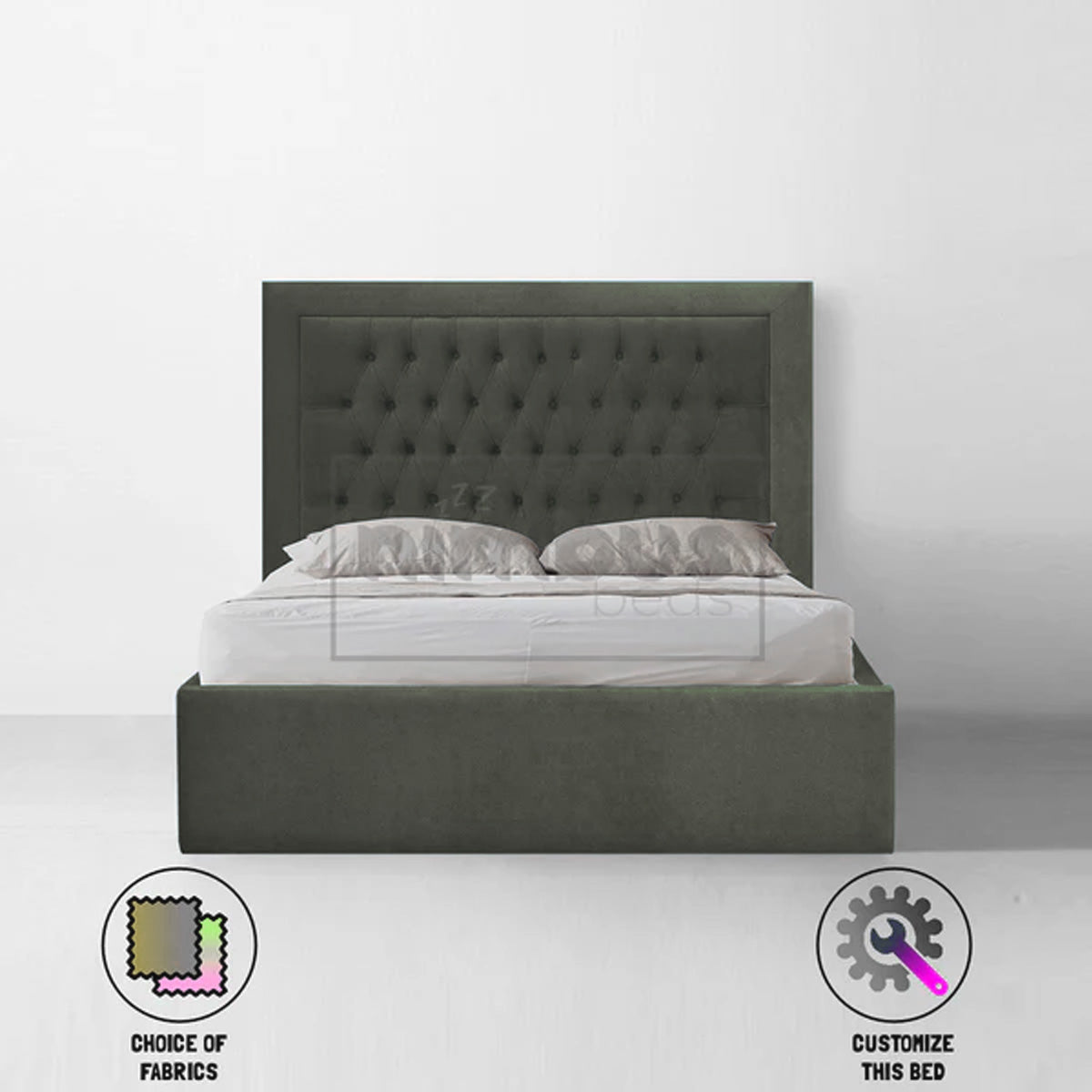 Chesterfield Bumper Bed Frame - Queen Size Upholstered Platform Bed with Tufted Headboard for Bedroom | Perfect for Modern, Classic & Luxury Home Decor